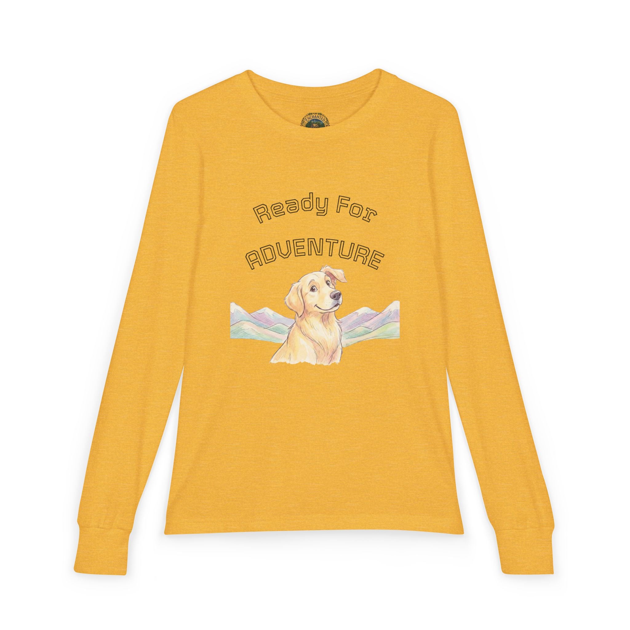 Youth Long Sleeve Tee — "Ready for Adventure" Golden Retriever Kids Shirt