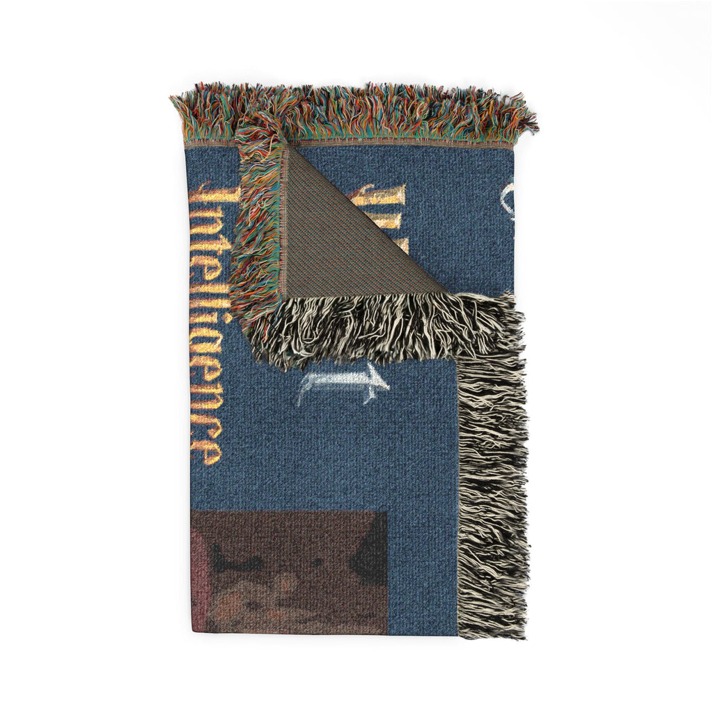 Woven Blanket - 'Wit Intelligence Creativity Wisdom' Library Raven Throw - customize photo and name