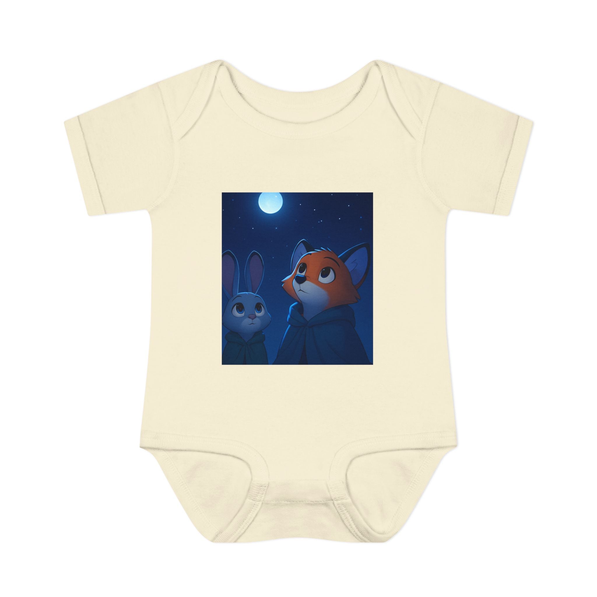 Baby Bodysuit — Moonlit Fox & Bunny Cute Nursery Graphic