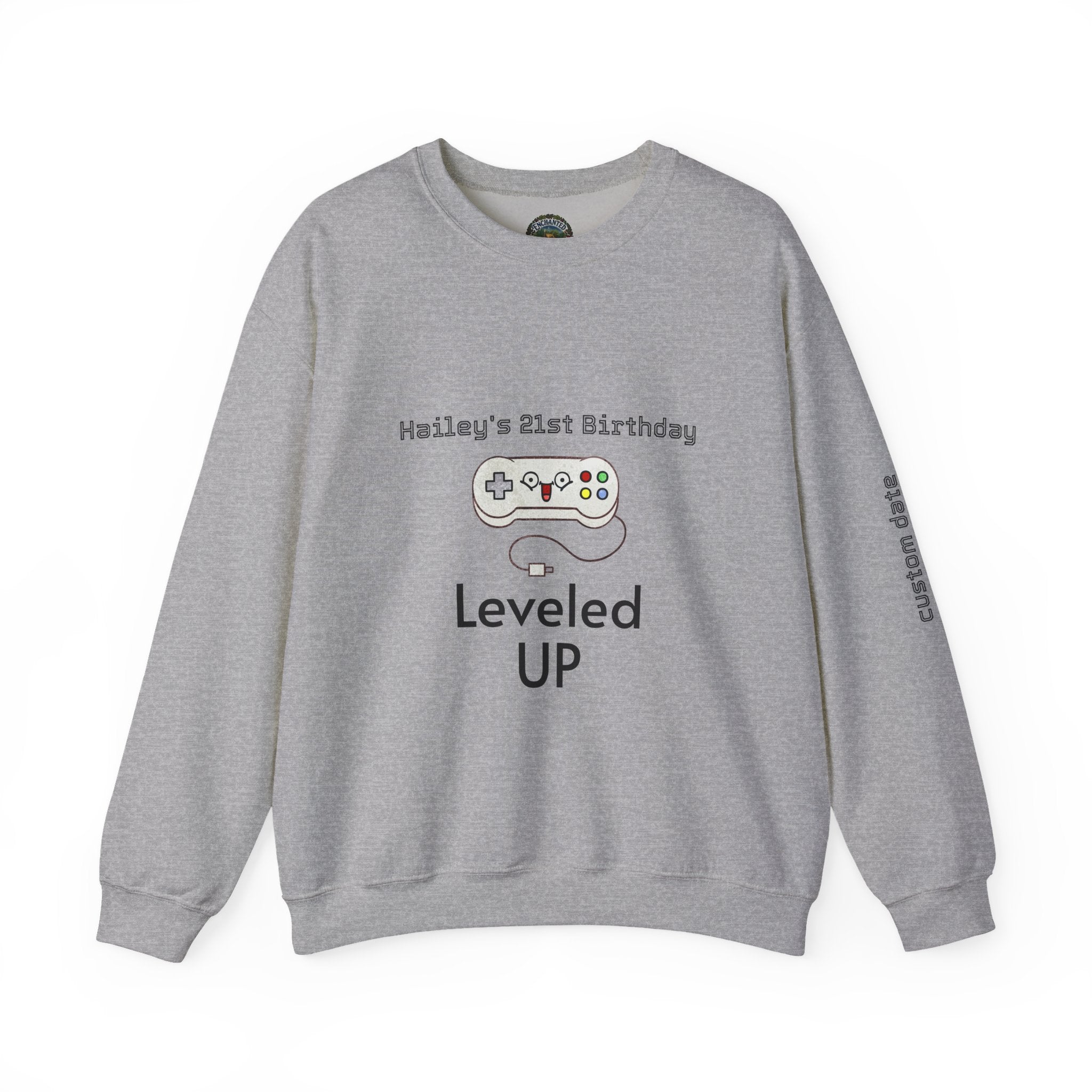 Leveled Up Gamer Crewneck Sweatshirt — Personalized "Leveled UP" Birthday Design