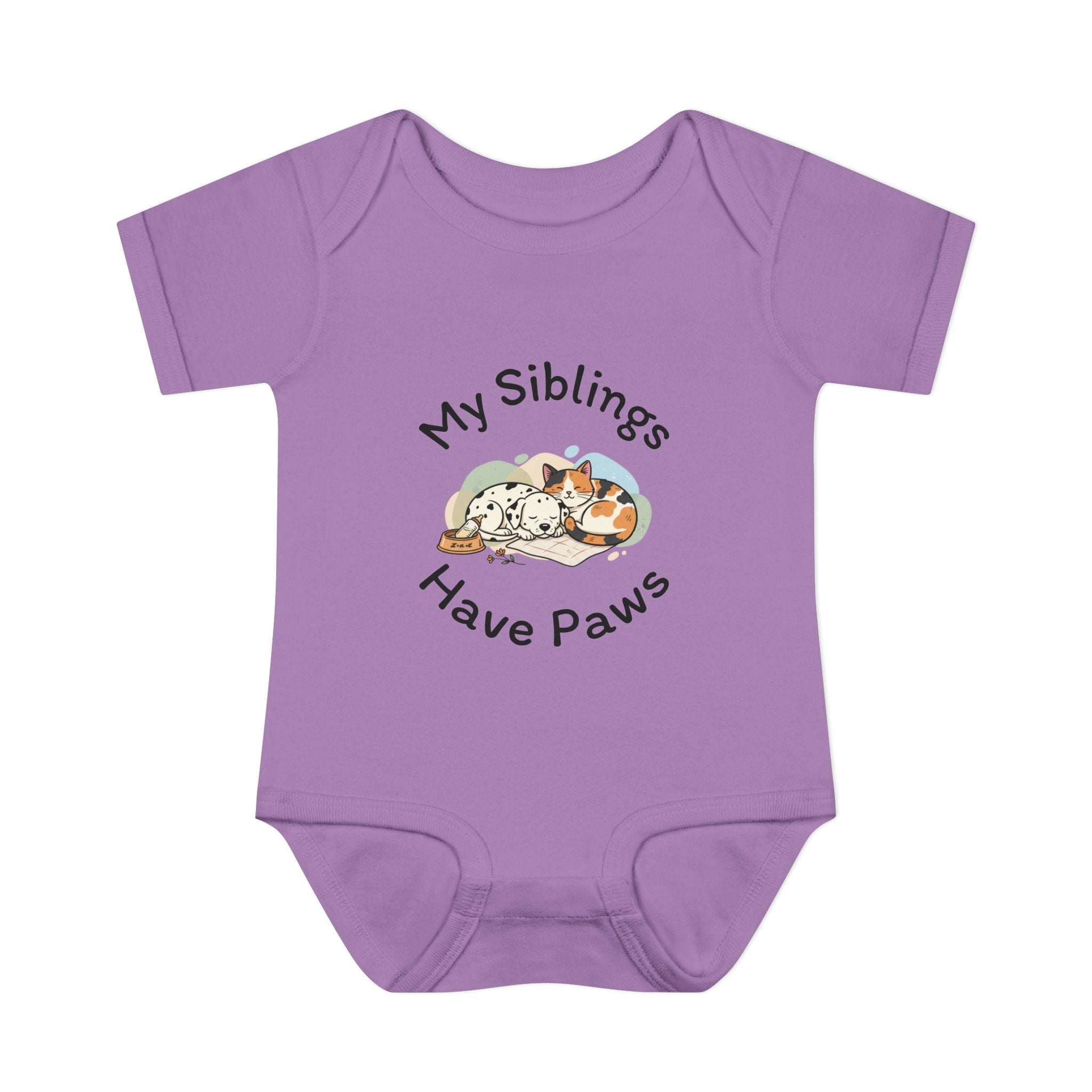 Infant Bodysuit – "My Siblings Have Paws" Cute Cat & Dog Baby Onesie