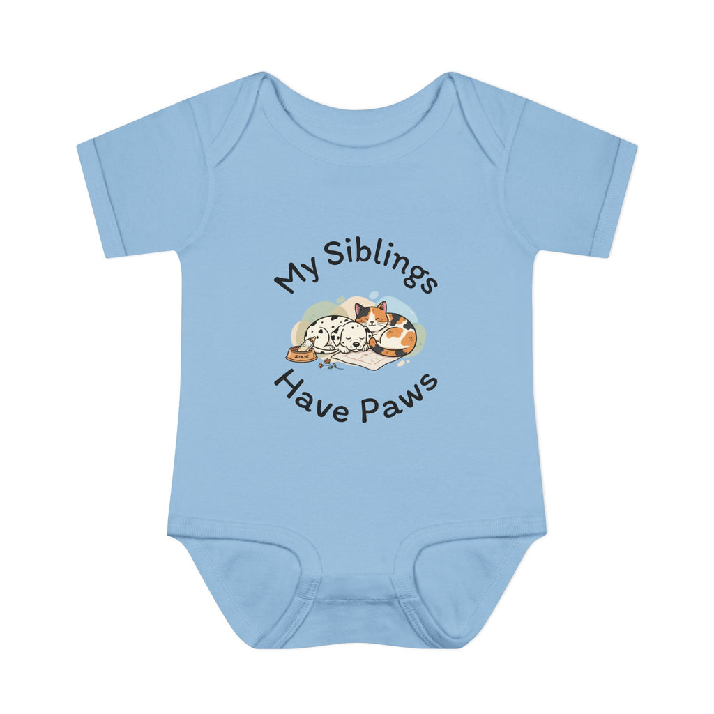 Infant Bodysuit – "My Siblings Have Paws" Cute Cat & Dog Baby Onesie