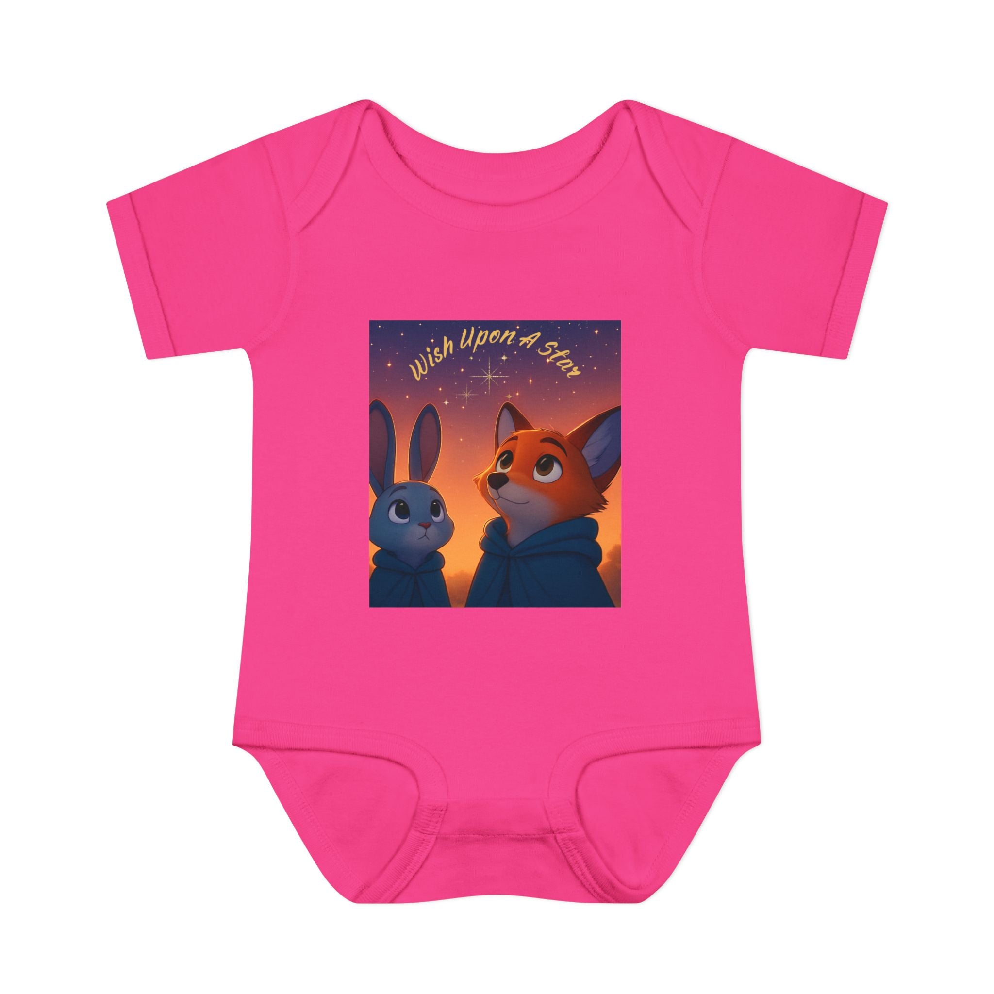 Baby Bodysuit - 'Wish Upon a Star' Fox & Bunny Night Sky Infant Onesie