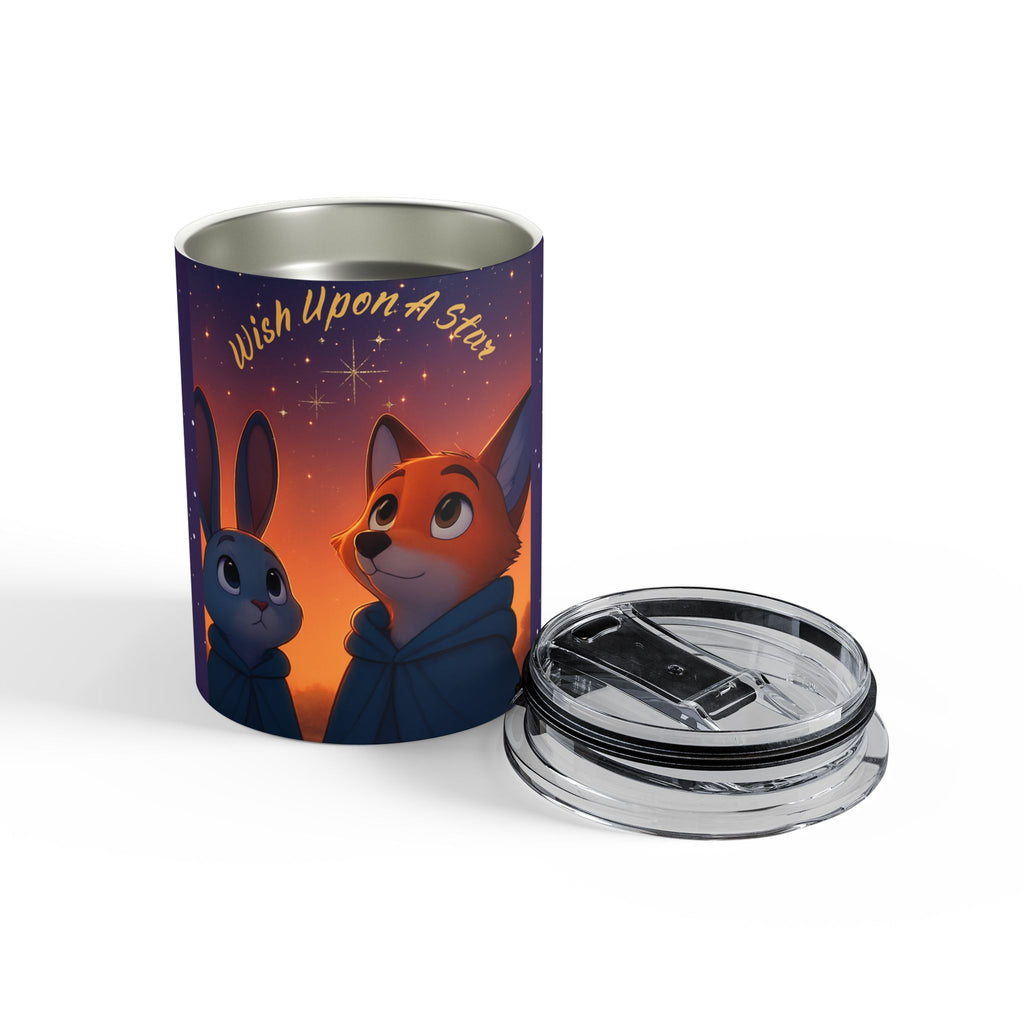 Wish Upon a Star 10oz Tumbler — Cute Fox & Bunny Night Sky Travel Mug