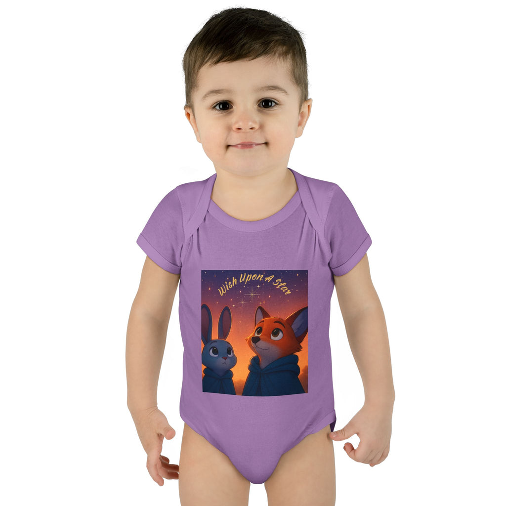 Baby Bodysuit - 'Wish Upon a Star' Fox & Bunny Night Sky Infant Onesie