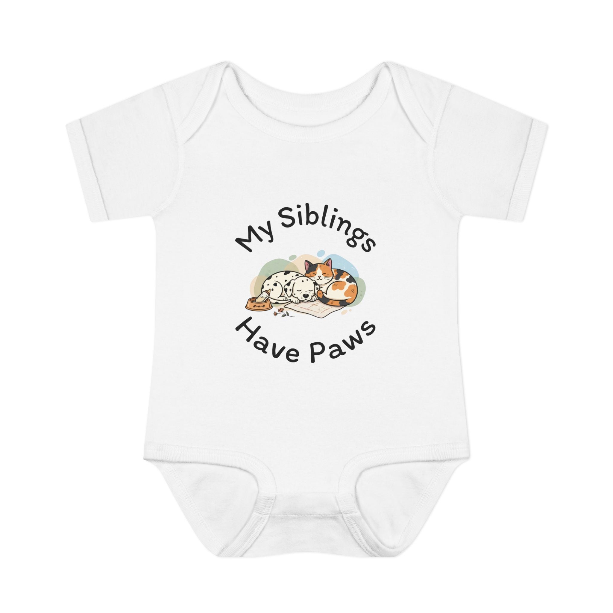Infant Bodysuit – "My Siblings Have Paws" Cute Cat & Dog Baby Onesie