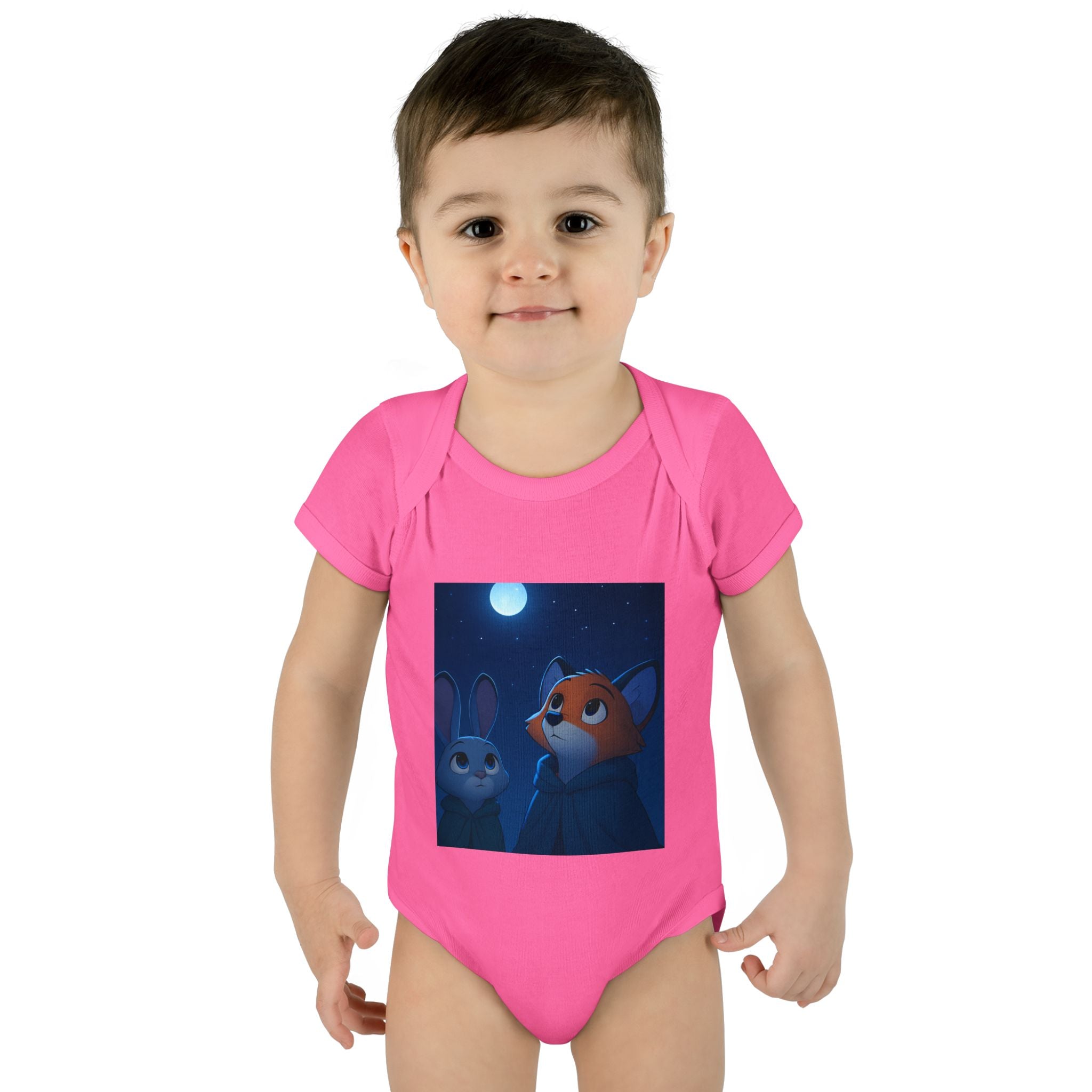 Baby Bodysuit — Moonlit Fox & Bunny Cute Nursery Graphic