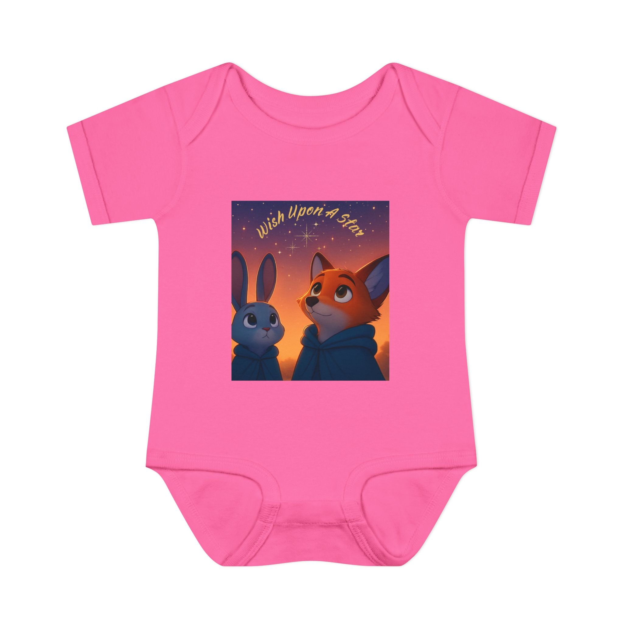 Baby Bodysuit - 'Wish Upon a Star' Fox & Bunny Night Sky Infant Onesie
