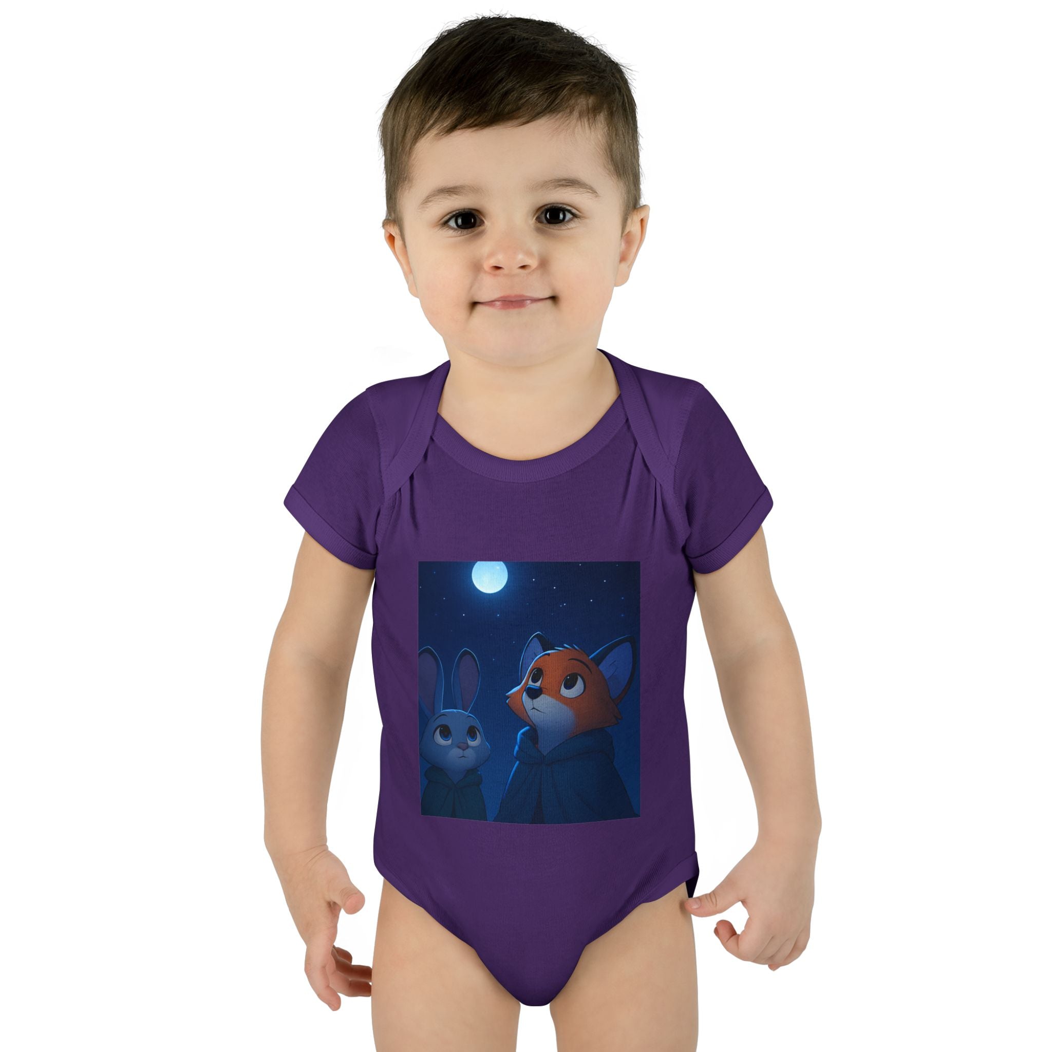 Baby Bodysuit — Moonlit Fox & Bunny Cute Nursery Graphic