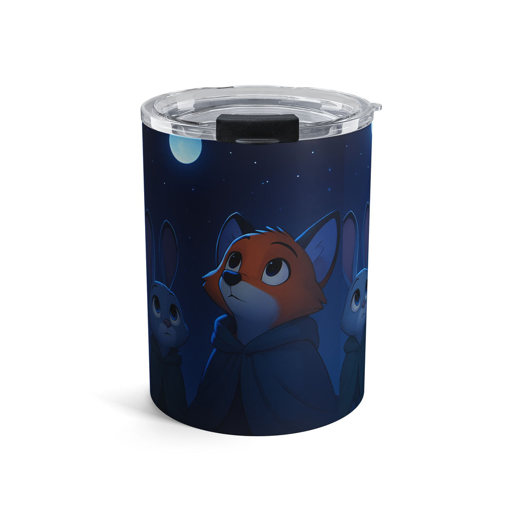 Night Sky Fox 10oz Insulated Tumbler — Cute Fox & Star Design