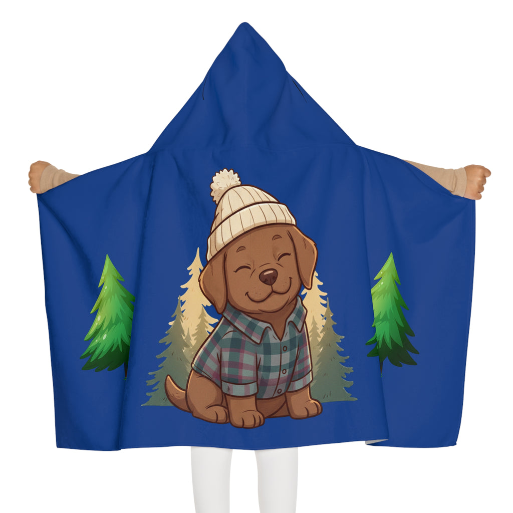 Kids Hooded Towel — Cozy Woodland Puppy in Beanie Design
