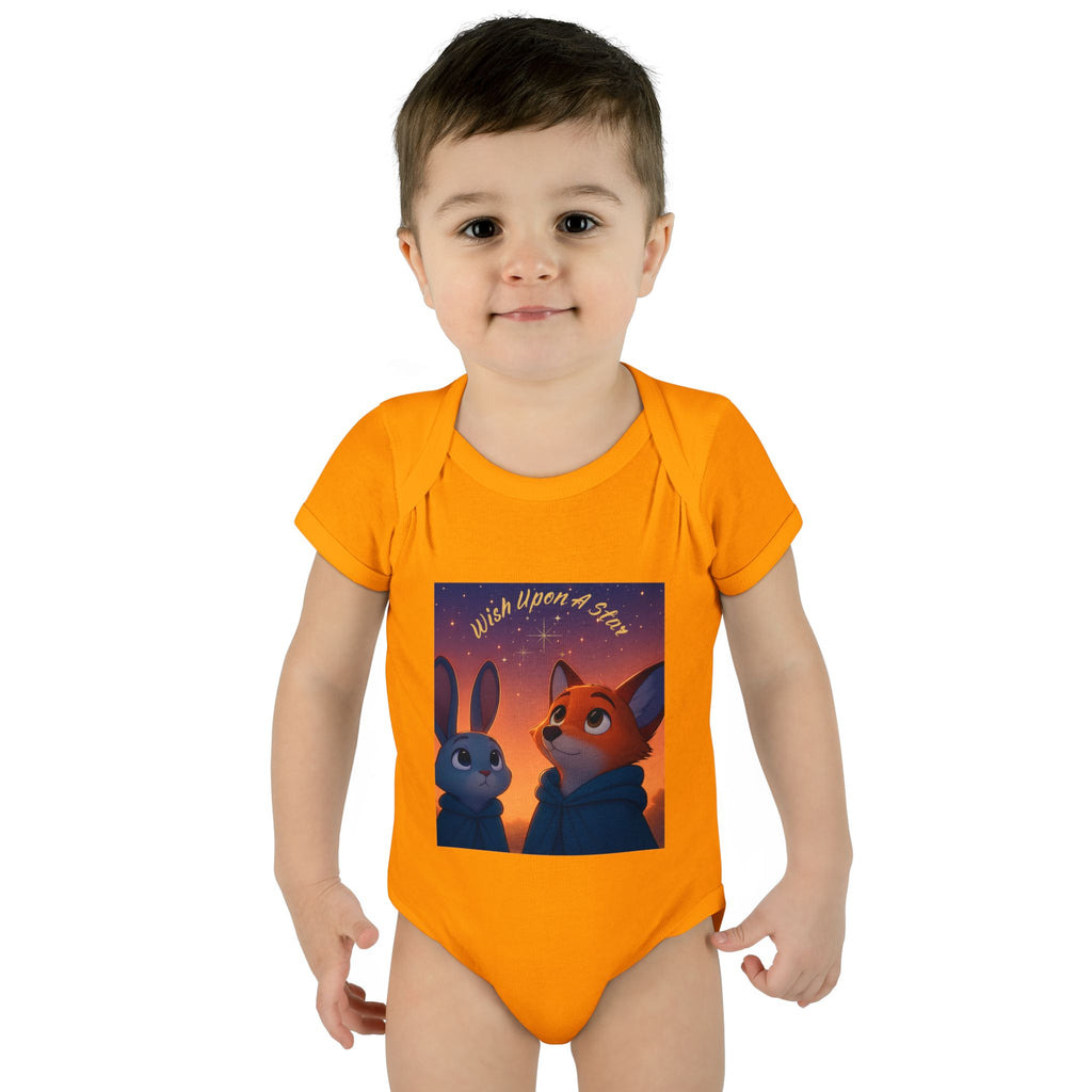 Baby Bodysuit - 'Wish Upon a Star' Fox & Bunny Night Sky Infant Onesie