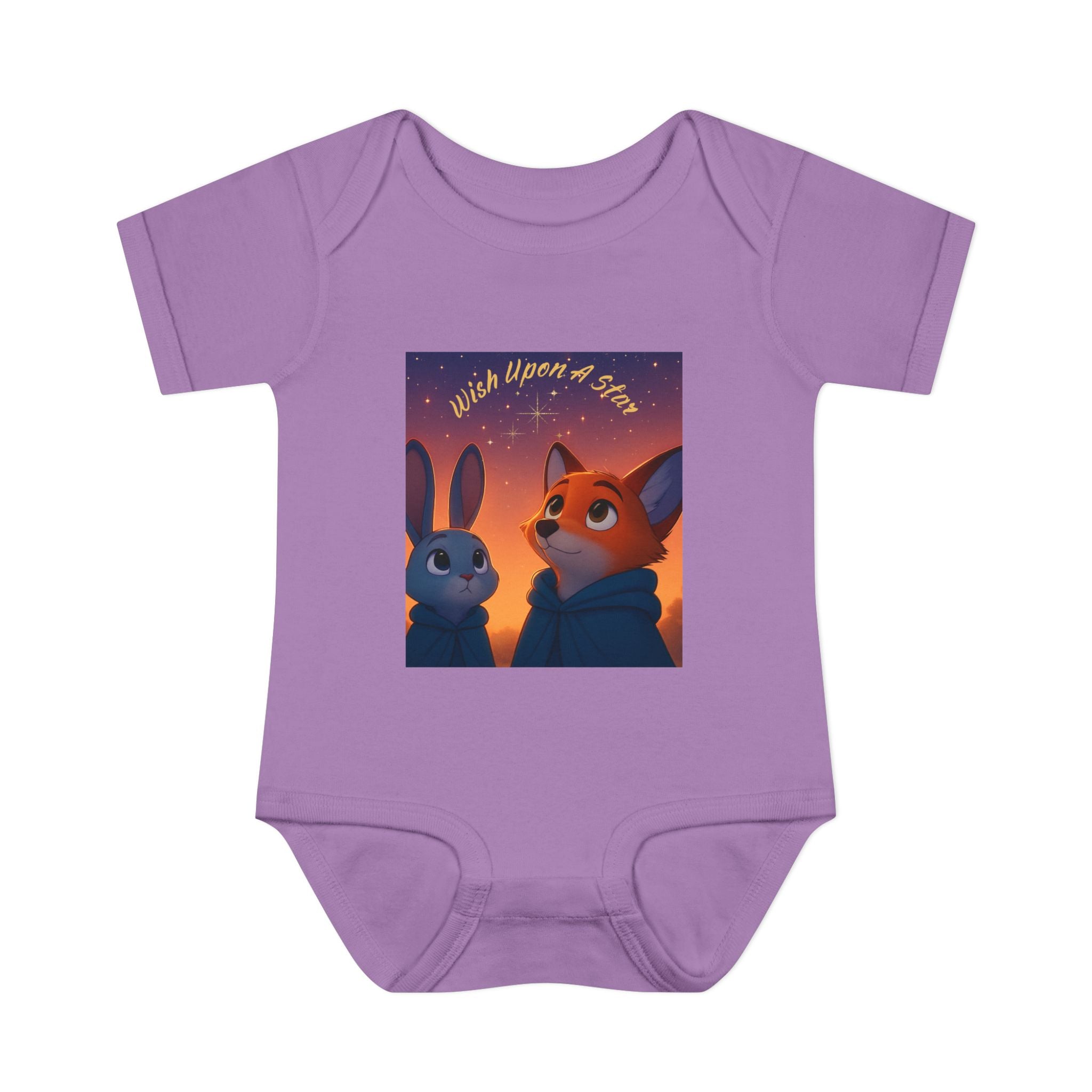 Baby Bodysuit - 'Wish Upon a Star' Fox & Bunny Night Sky Infant Onesie