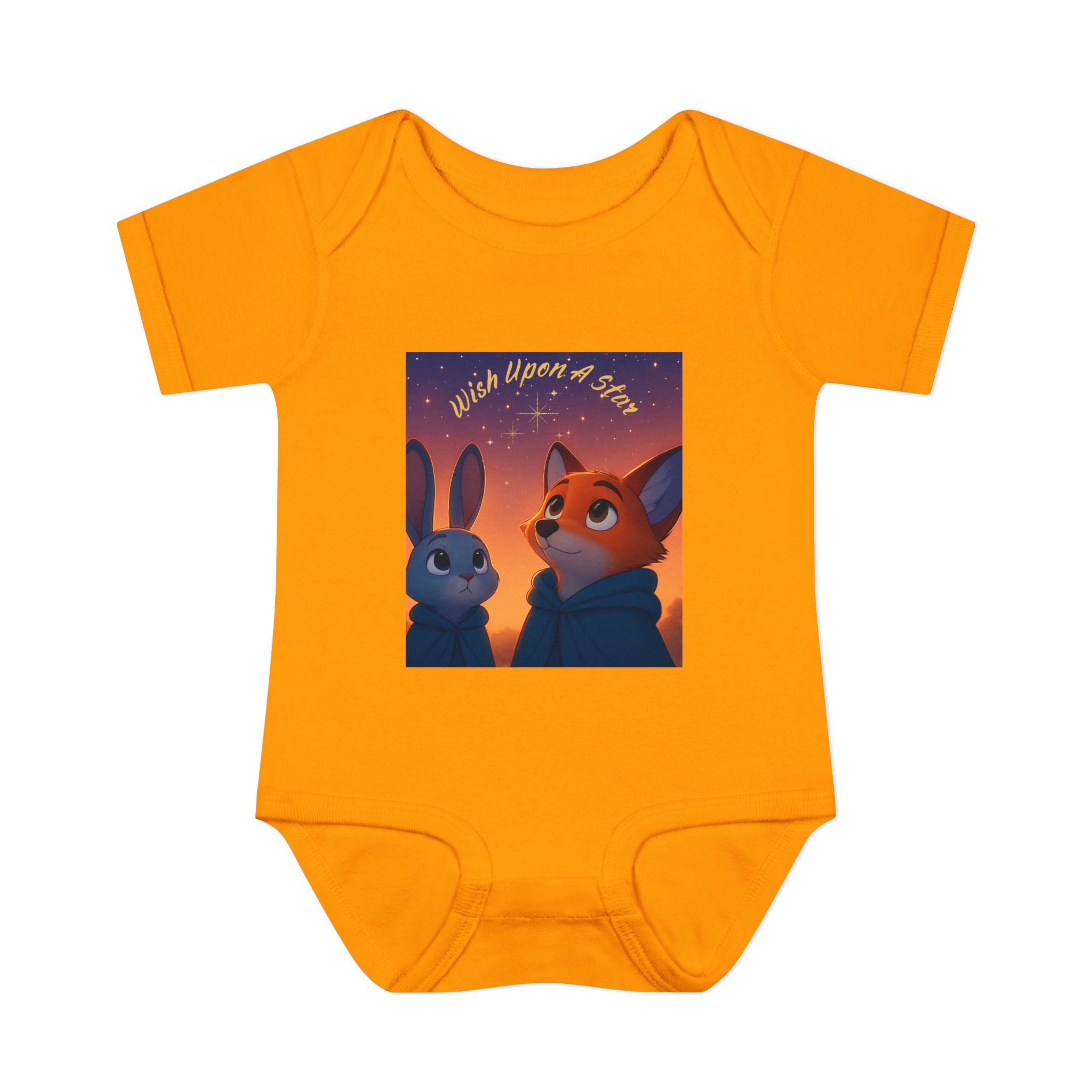 Baby Bodysuit - 'Wish Upon a Star' Fox & Bunny Night Sky Infant Onesie