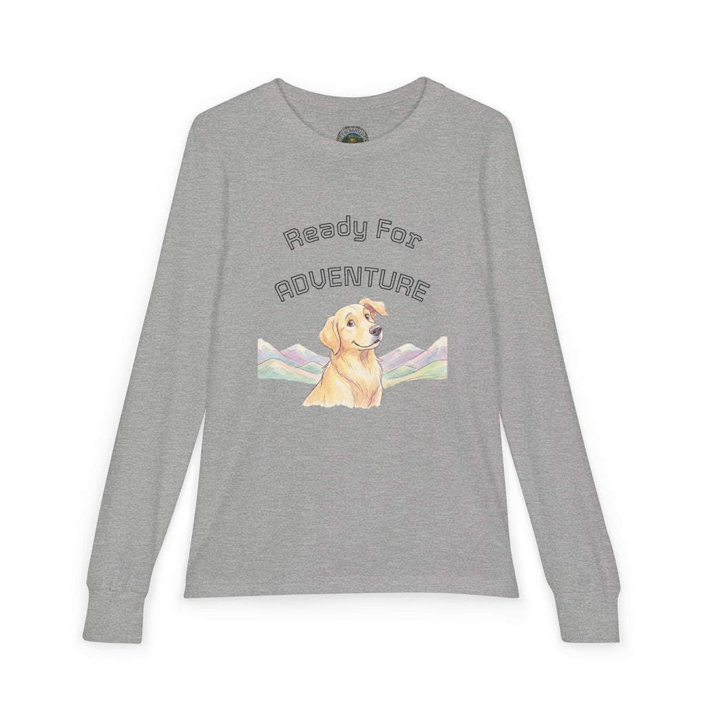 Youth Long Sleeve Tee — "Ready for Adventure" Golden Retriever Kids Shirt