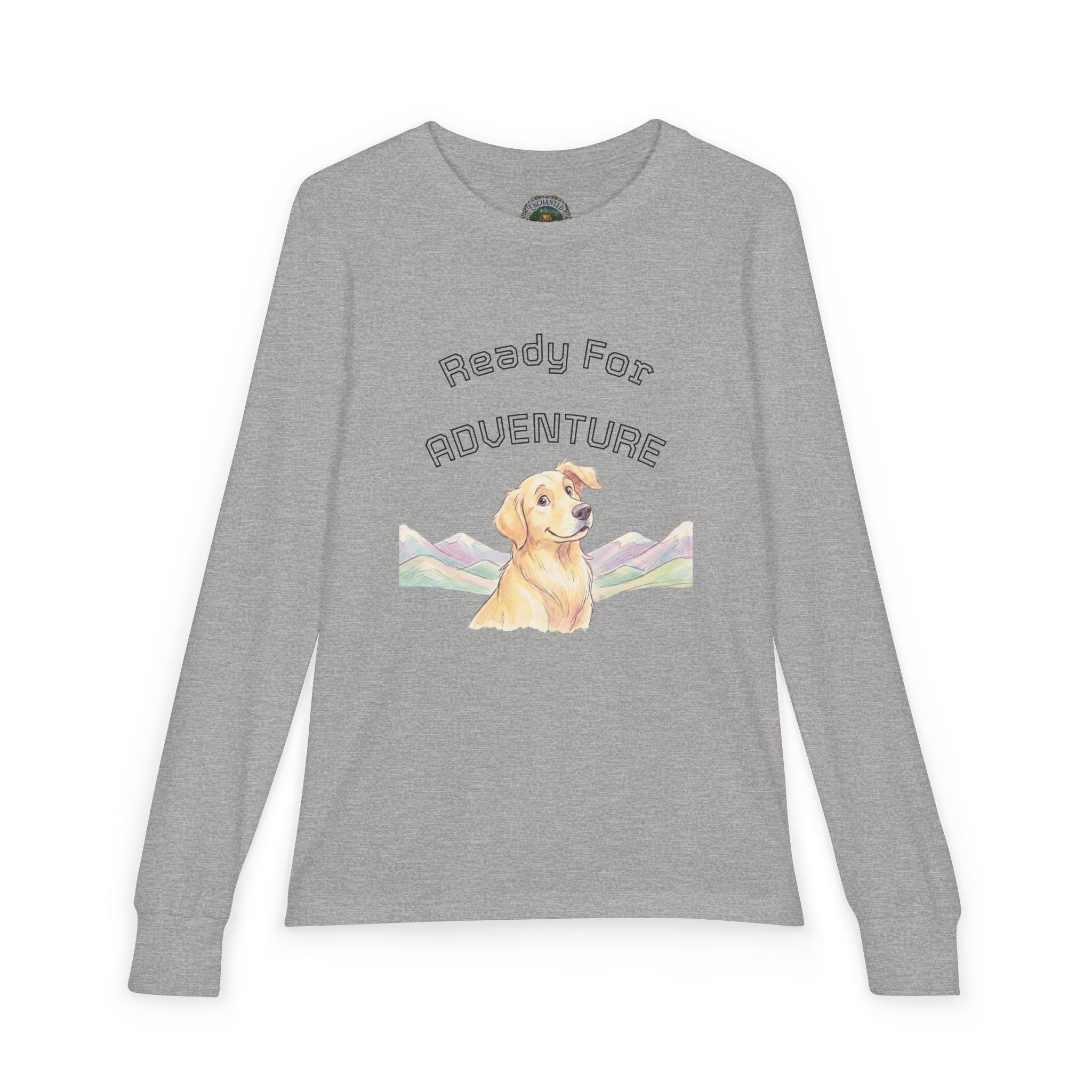 Youth Long Sleeve Tee — "Ready for Adventure" Golden Retriever Kids Shirt