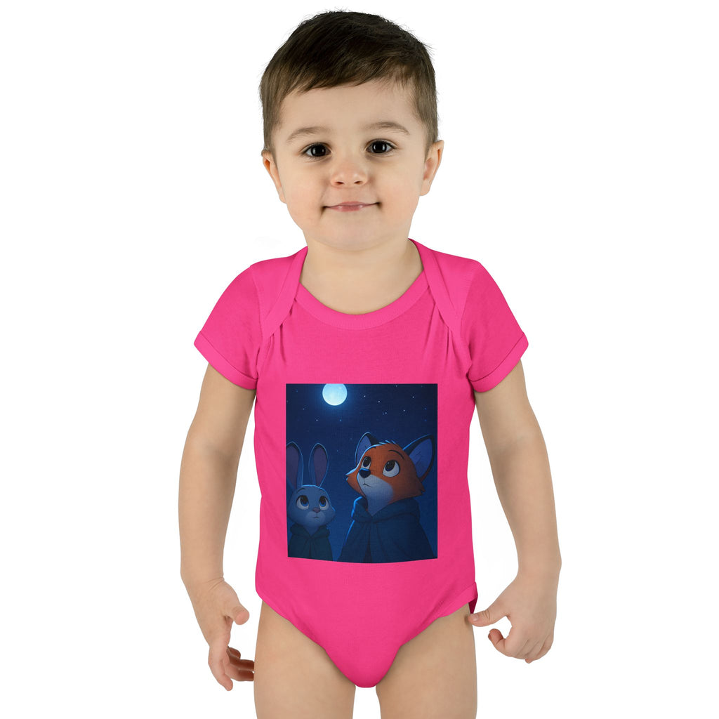 Baby Bodysuit — Moonlit Fox & Bunny Cute Nursery Graphic