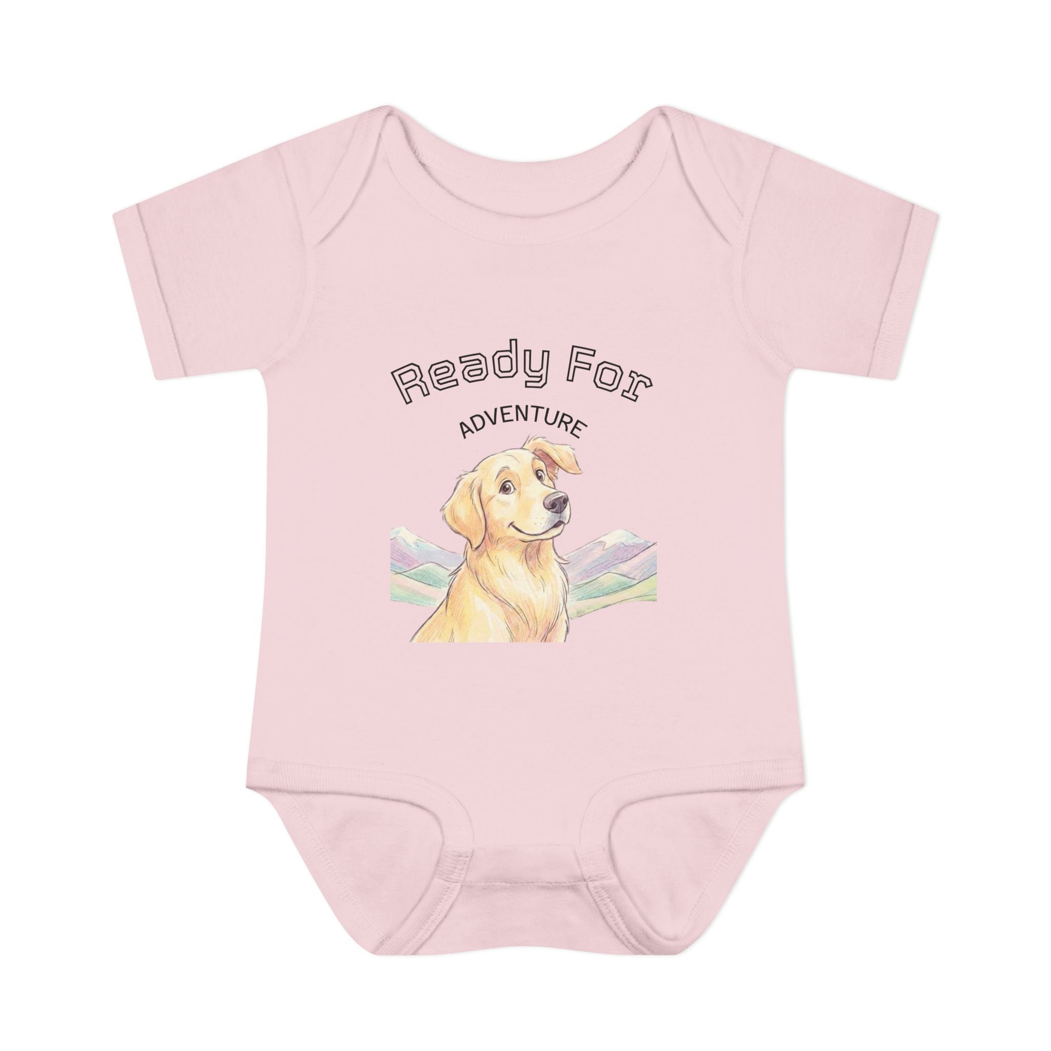 Ready for Adventure Baby Bodysuit — Golden Retriever Puppy Graphic Infant Onesie