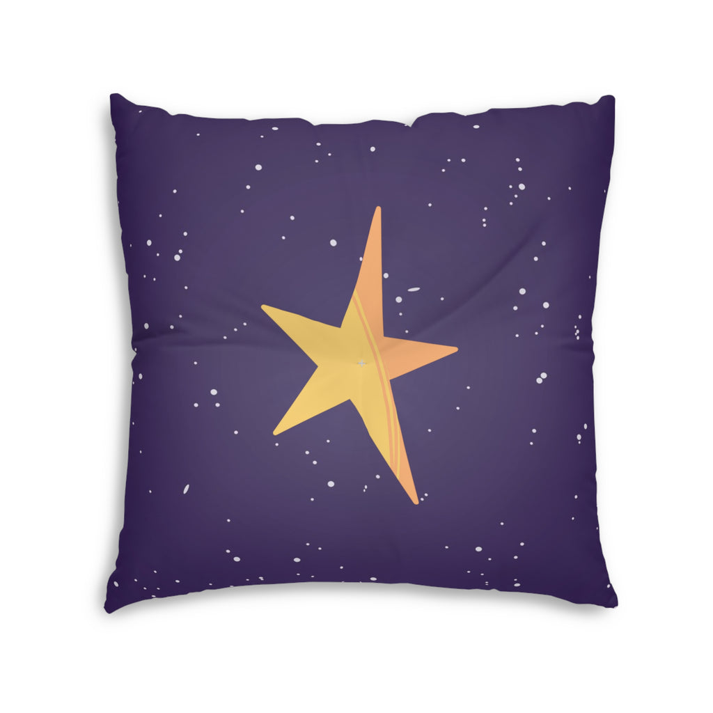 Wish Upon a Star Tufted Floor Pillow — Cute Fox & Bunny Night Sky Kids Decor