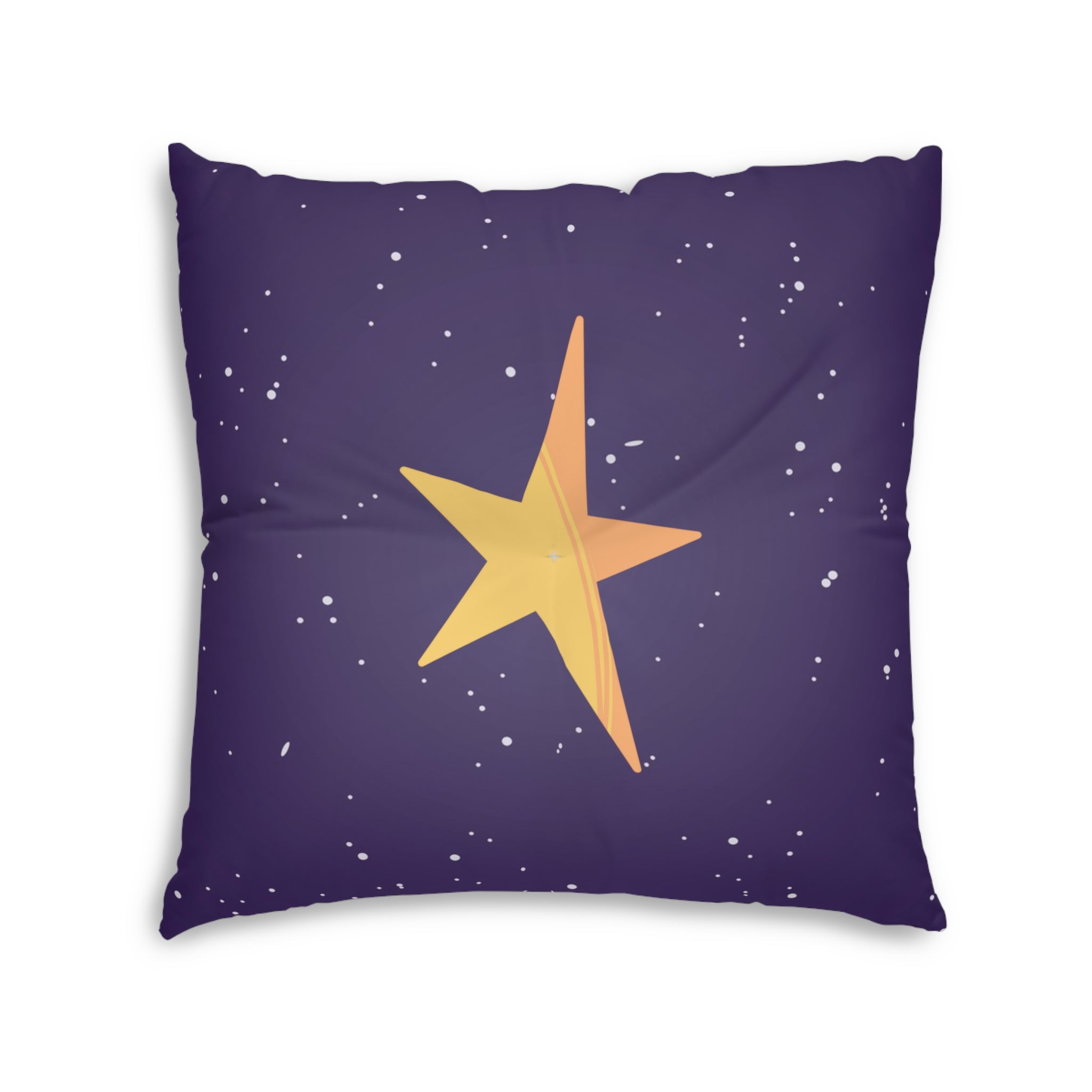 Wish Upon a Star Tufted Floor Pillow — Cute Fox & Bunny Night Sky Kids Decor