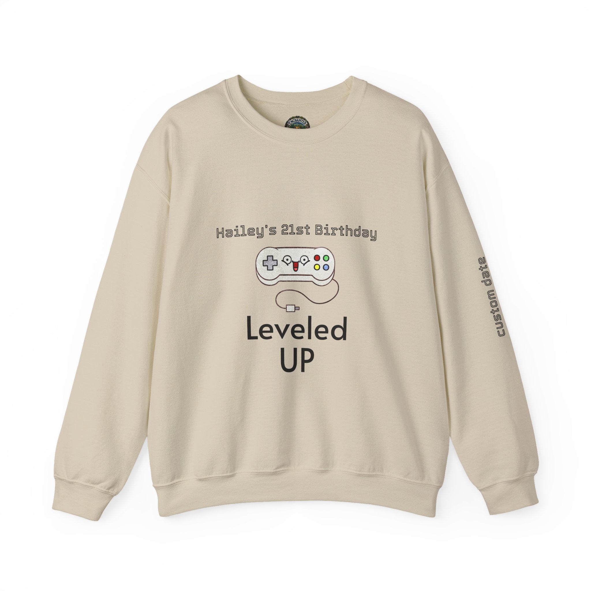 Leveled Up Gamer Crewneck Sweatshirt — Personalized "Leveled UP" Birthday Design
