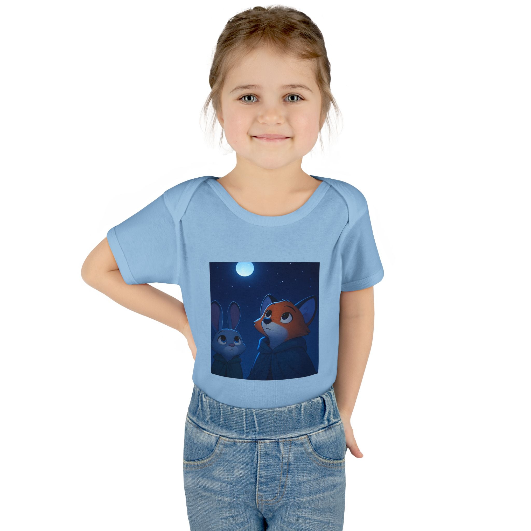 Baby Bodysuit — Moonlit Fox & Bunny Cute Nursery Graphic