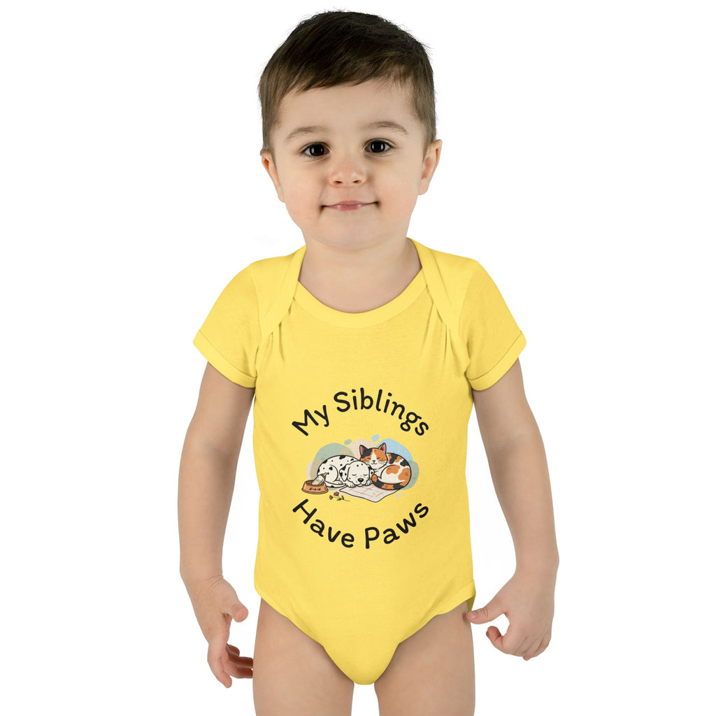 Infant Bodysuit – "My Siblings Have Paws" Cute Cat & Dog Baby Onesie