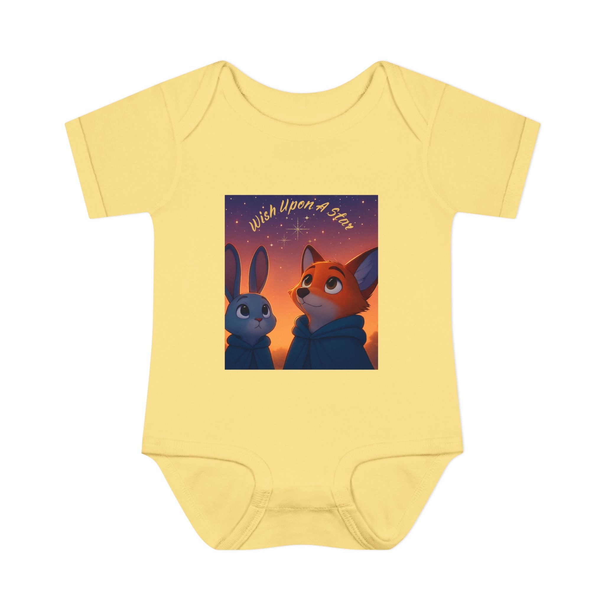 Baby Bodysuit - 'Wish Upon a Star' Fox & Bunny Night Sky Infant Onesie
