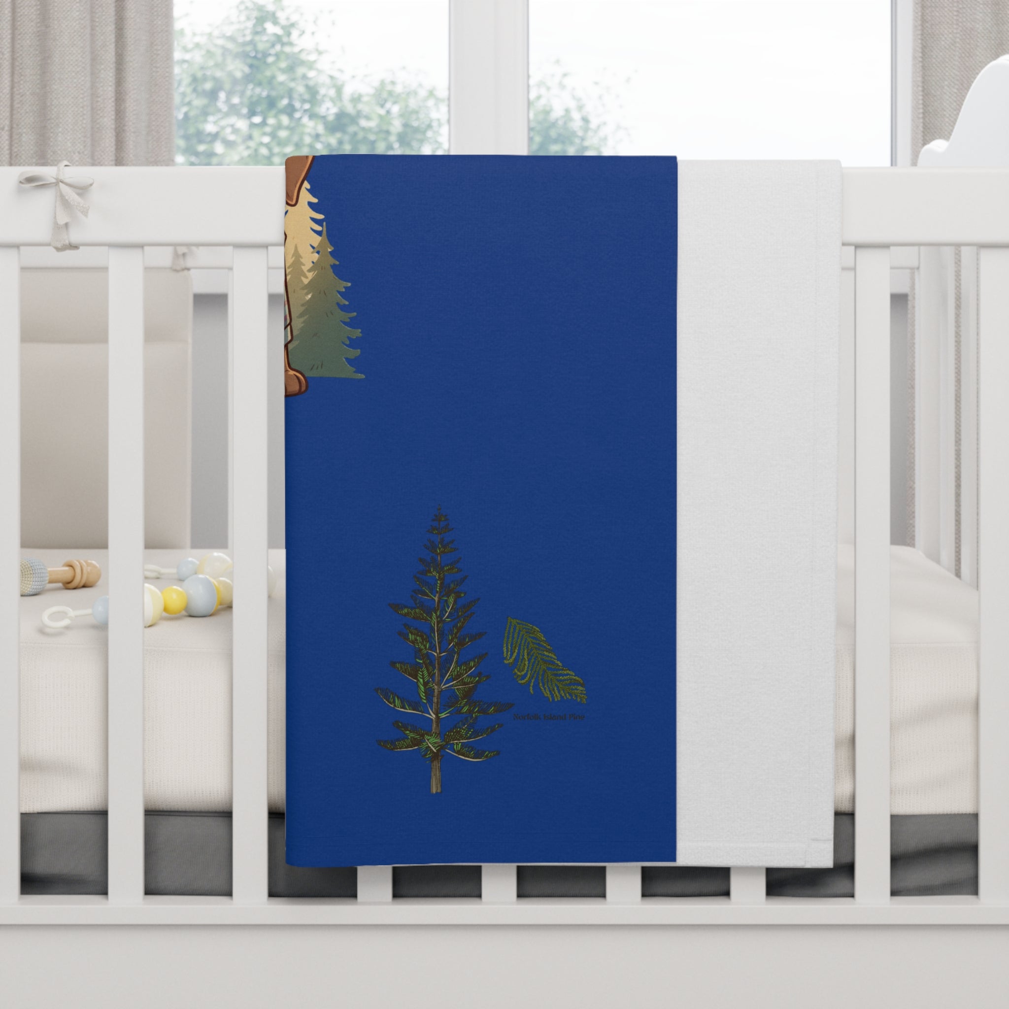 Woodland Puppy Fleece Baby Blanket — Cozy Camping PNW Design