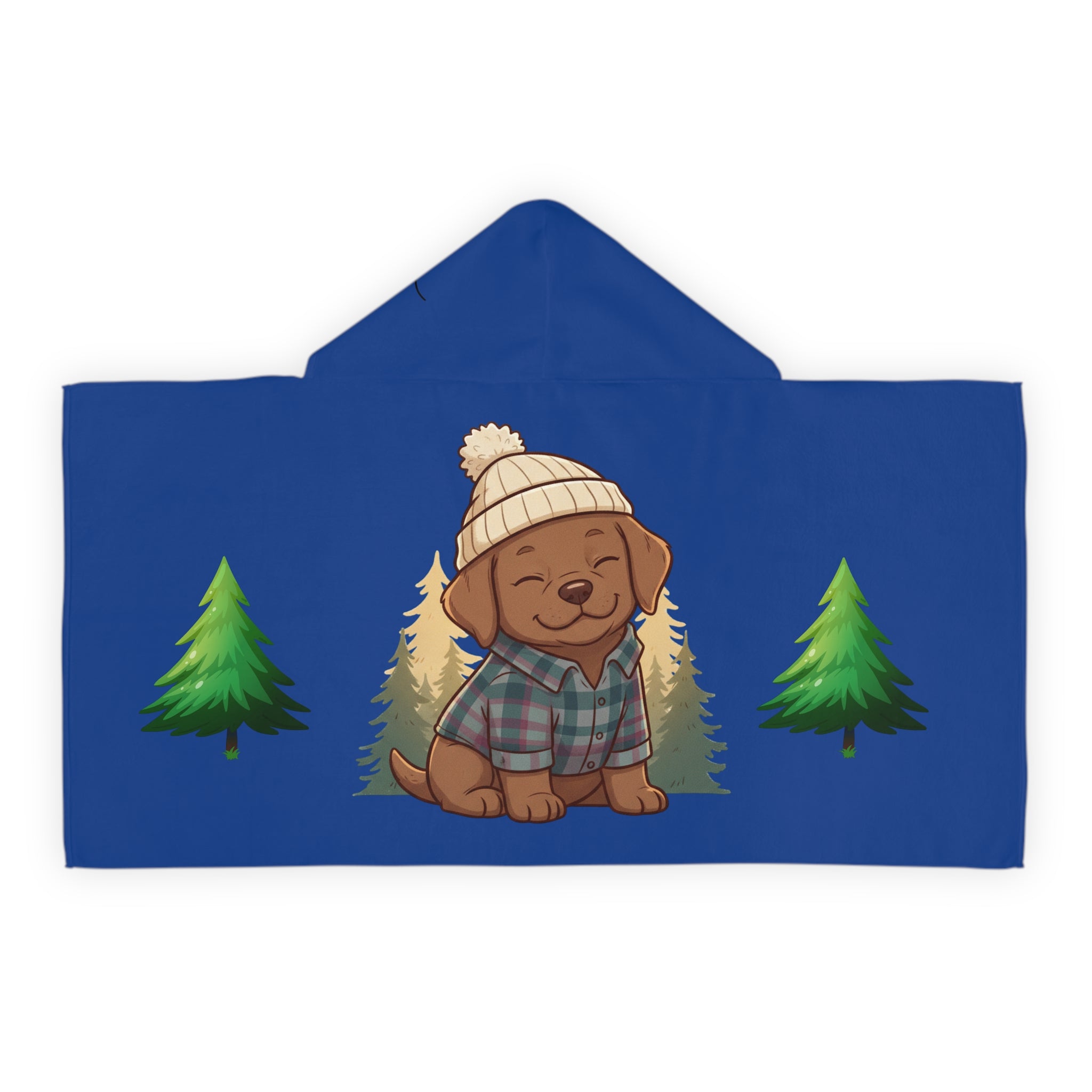 Kids Hooded Towel — Cozy Woodland Puppy in Beanie Design