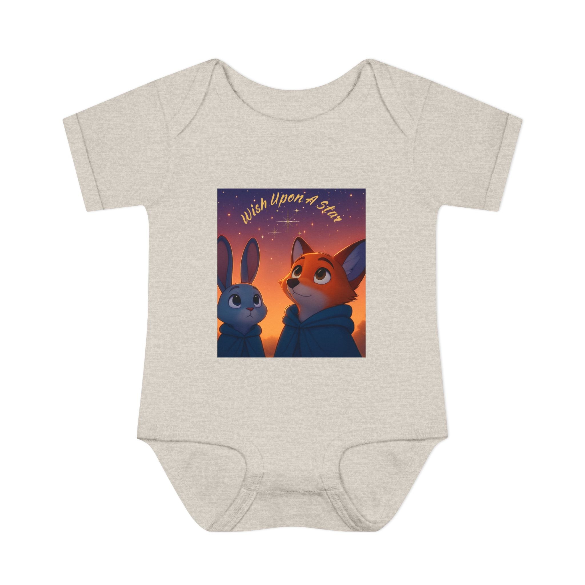 Baby Bodysuit - 'Wish Upon a Star' Fox & Bunny Night Sky Infant Onesie