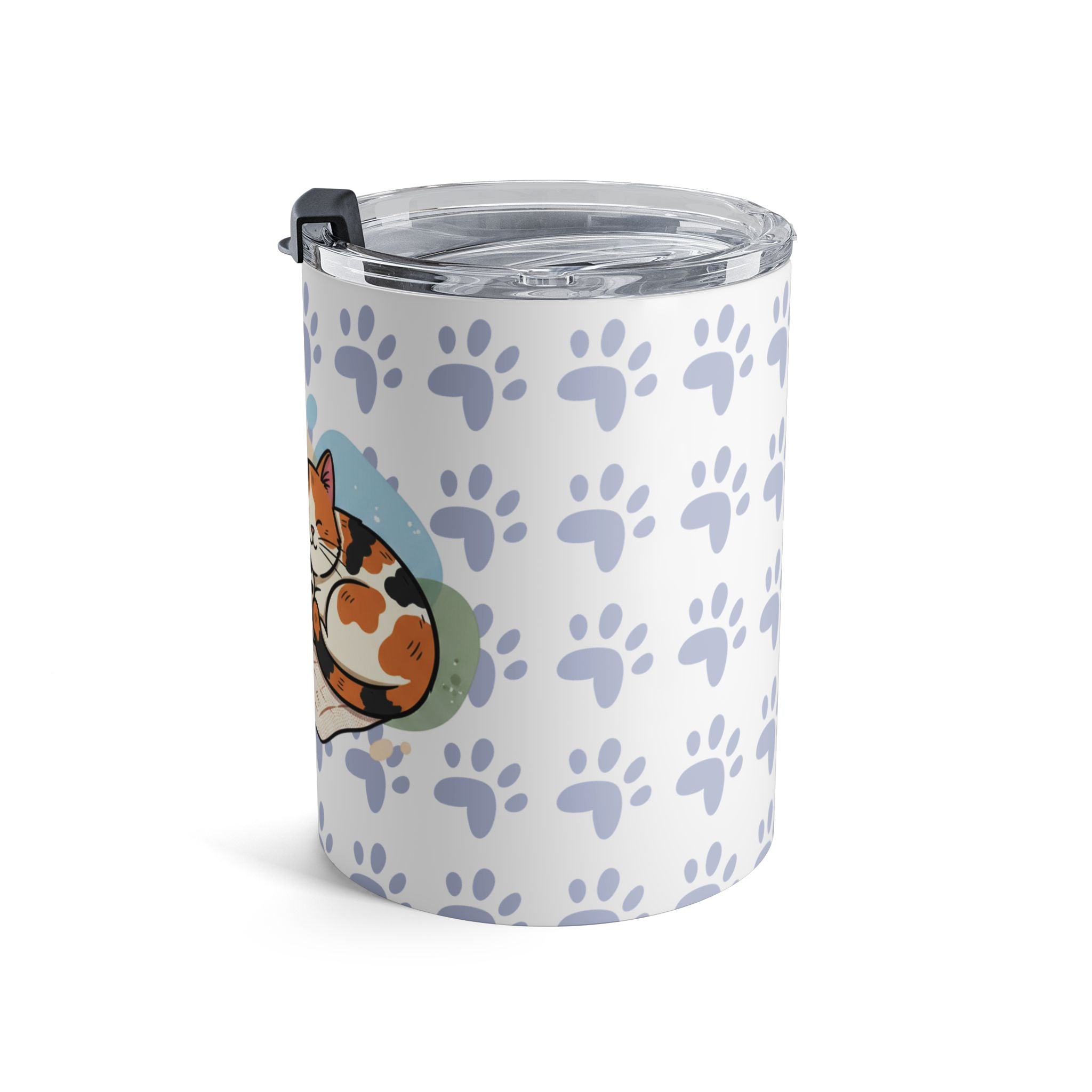 10oz Pet Paw Tumbler — Cute Sleeping Dog & Cat Design, Insulated Drink Cup for Pet Loving kids