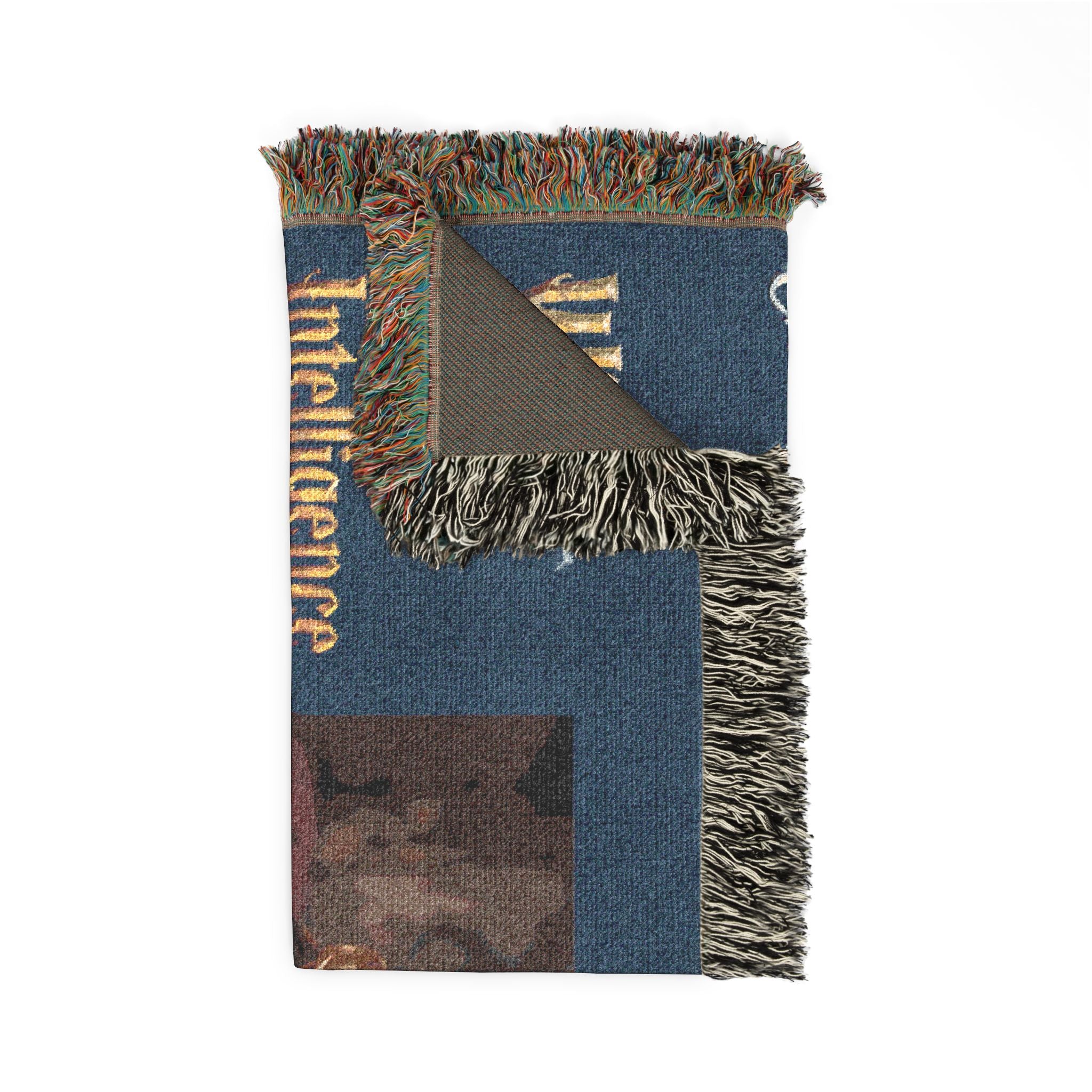 Woven Blanket - 'Wit Intelligence Creativity Wisdom' Library Raven Throw - customize photo and name