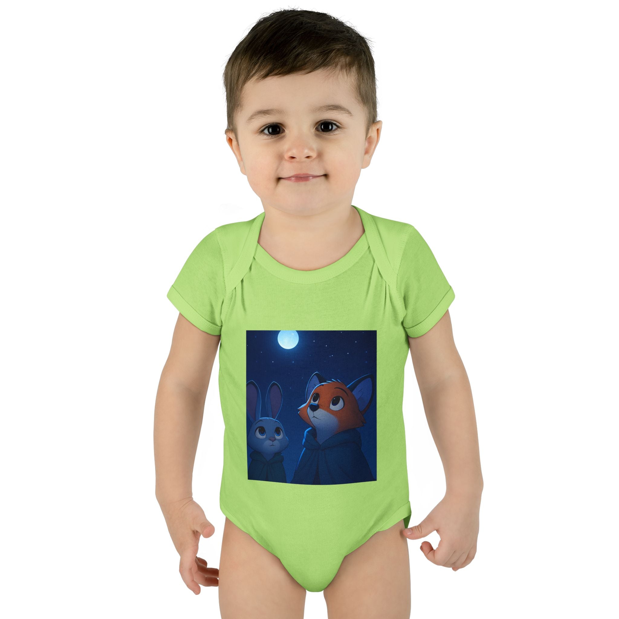Baby Bodysuit — Moonlit Fox & Bunny Cute Nursery Graphic