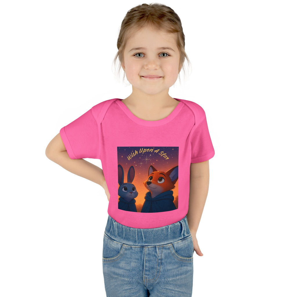 Baby Bodysuit - 'Wish Upon a Star' Fox & Bunny Night Sky Infant Onesie