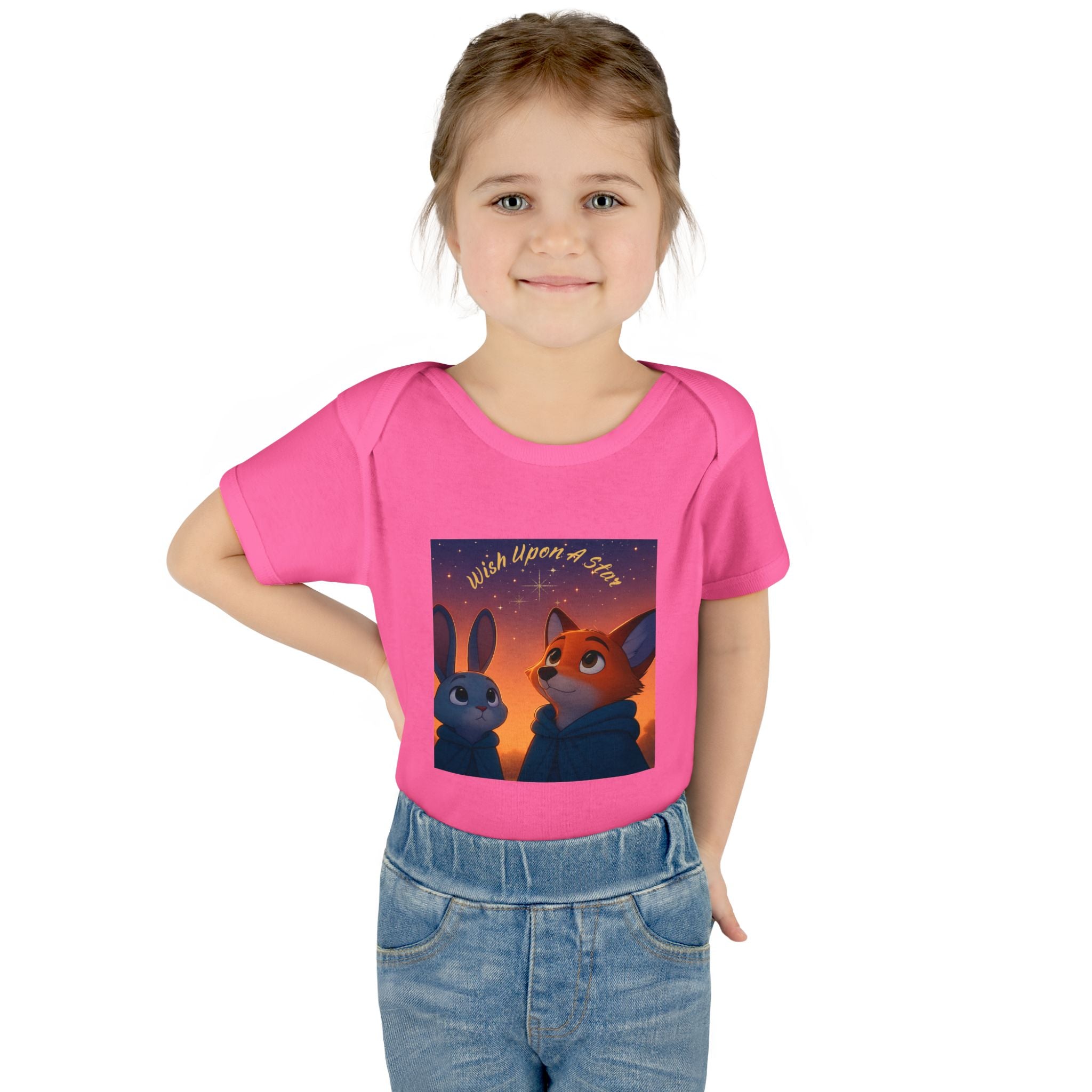 Baby Bodysuit - 'Wish Upon a Star' Fox & Bunny Night Sky Infant Onesie