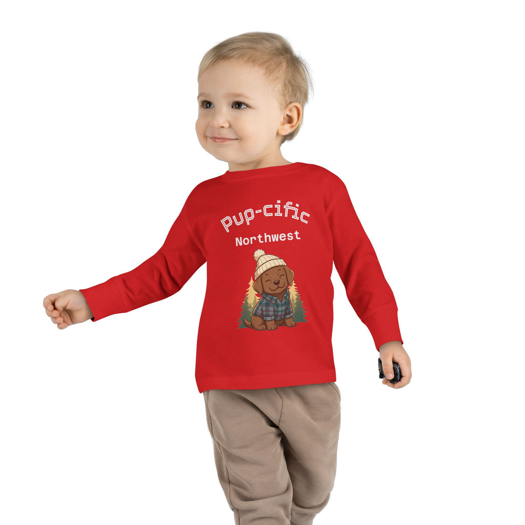 Toddler Long Sleeve Tee - Pup-cific Northwest Cozy puppy