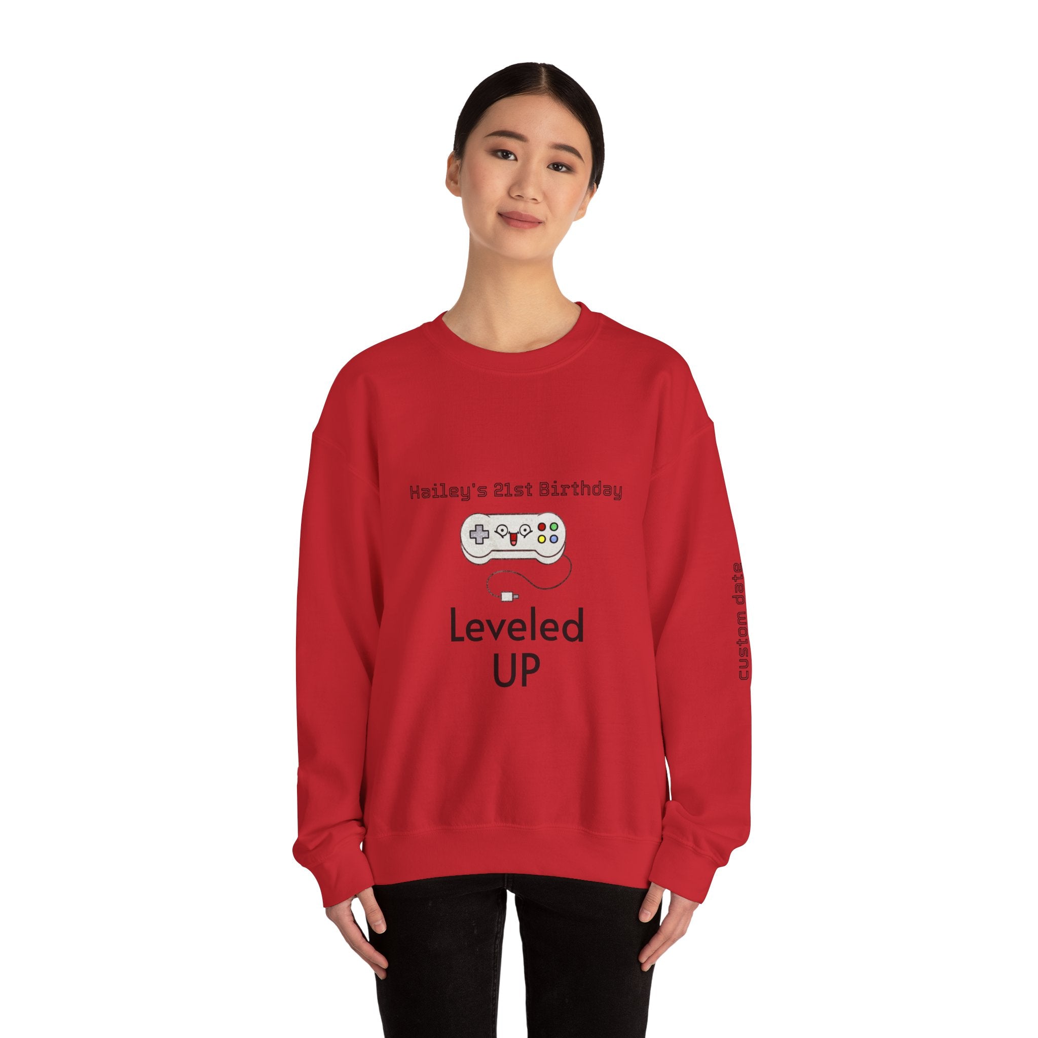 Leveled Up Gamer Crewneck Sweatshirt — Personalized "Leveled UP" Birthday Design