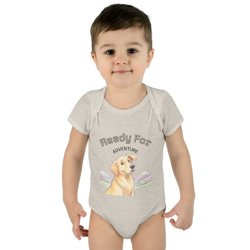 Ready for Adventure Baby Bodysuit — Golden Retriever Puppy Graphic Infant Onesie