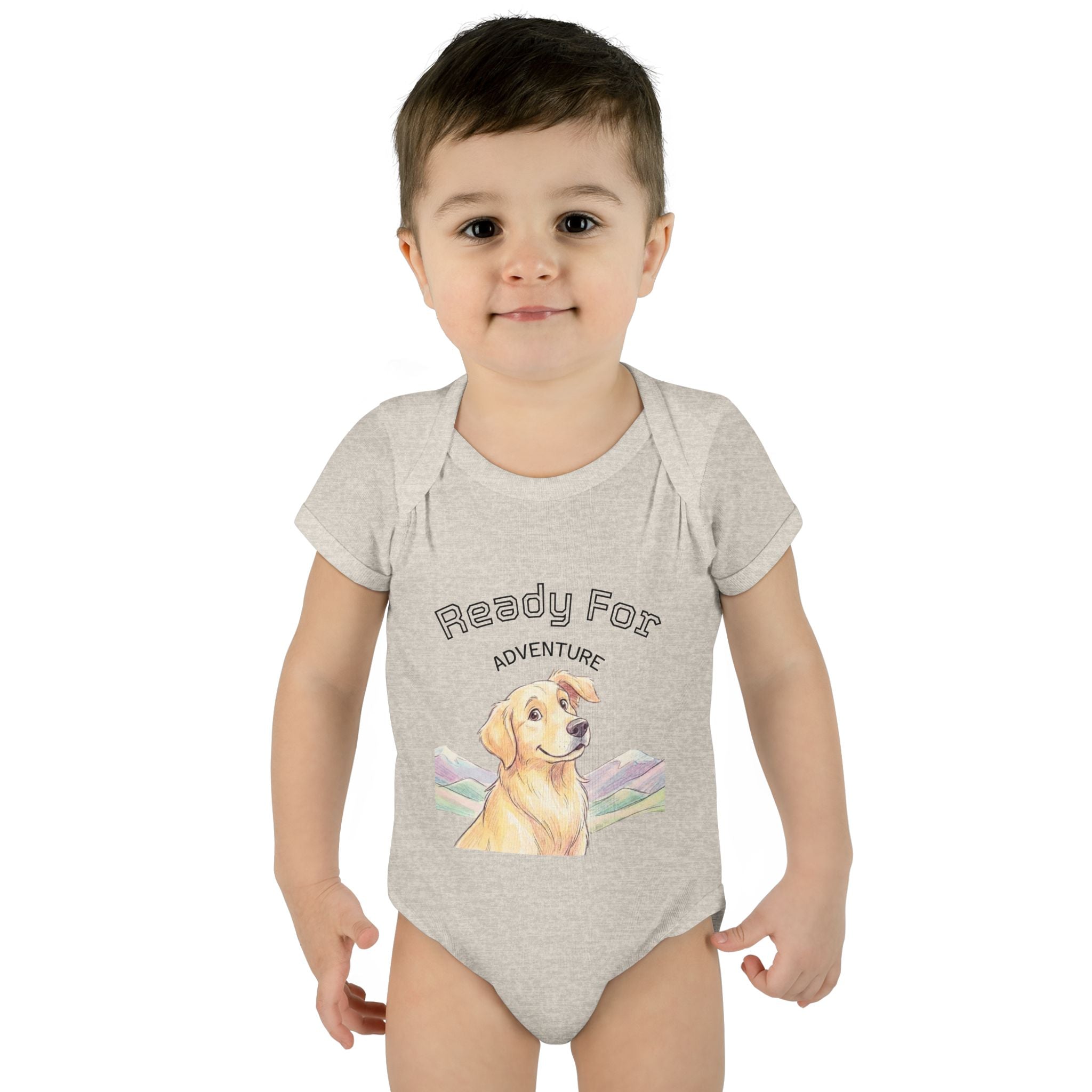 Ready for Adventure Baby Bodysuit — Golden Retriever Puppy Graphic Infant Onesie
