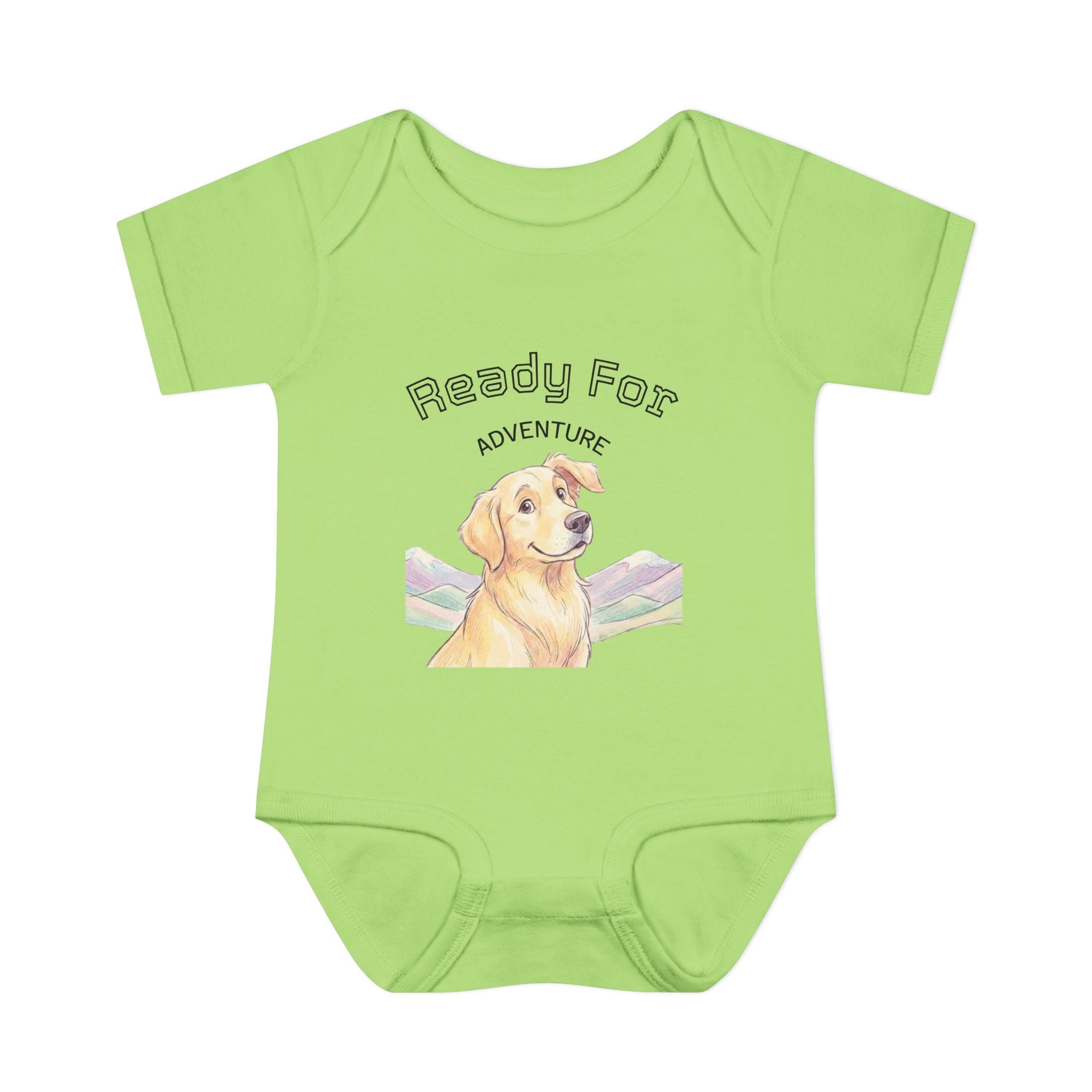 Ready for Adventure Baby Bodysuit — Golden Retriever Puppy Graphic Infant Onesie