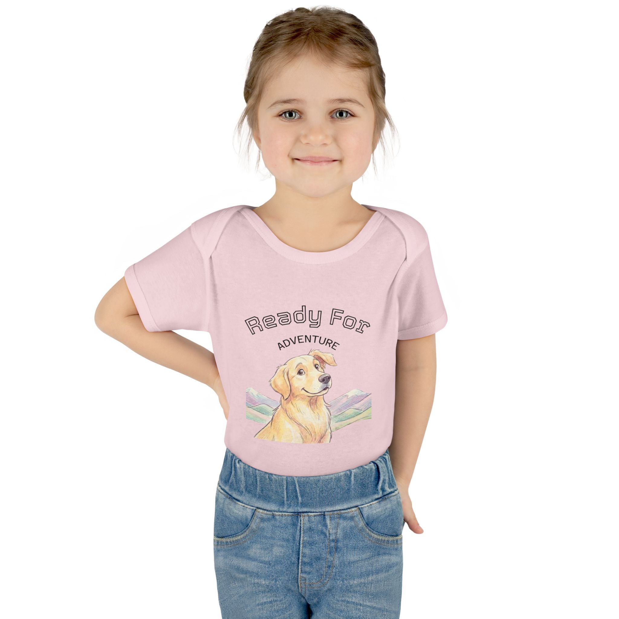 Ready for Adventure Baby Bodysuit — Golden Retriever Puppy Graphic Infant Onesie