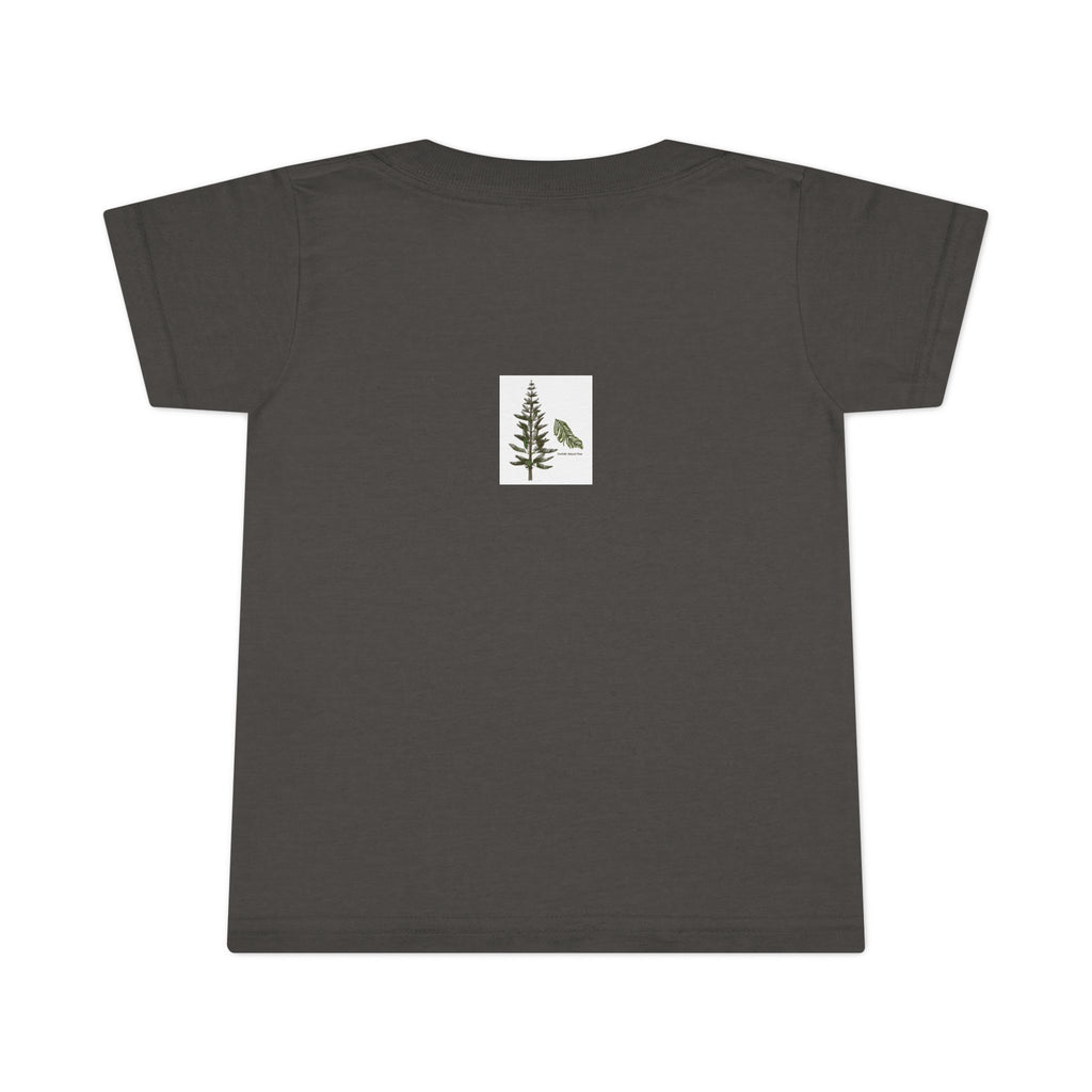 Toddler T-Shirt — Happy Yellow Labrador Puppy with Pastel Mountains
