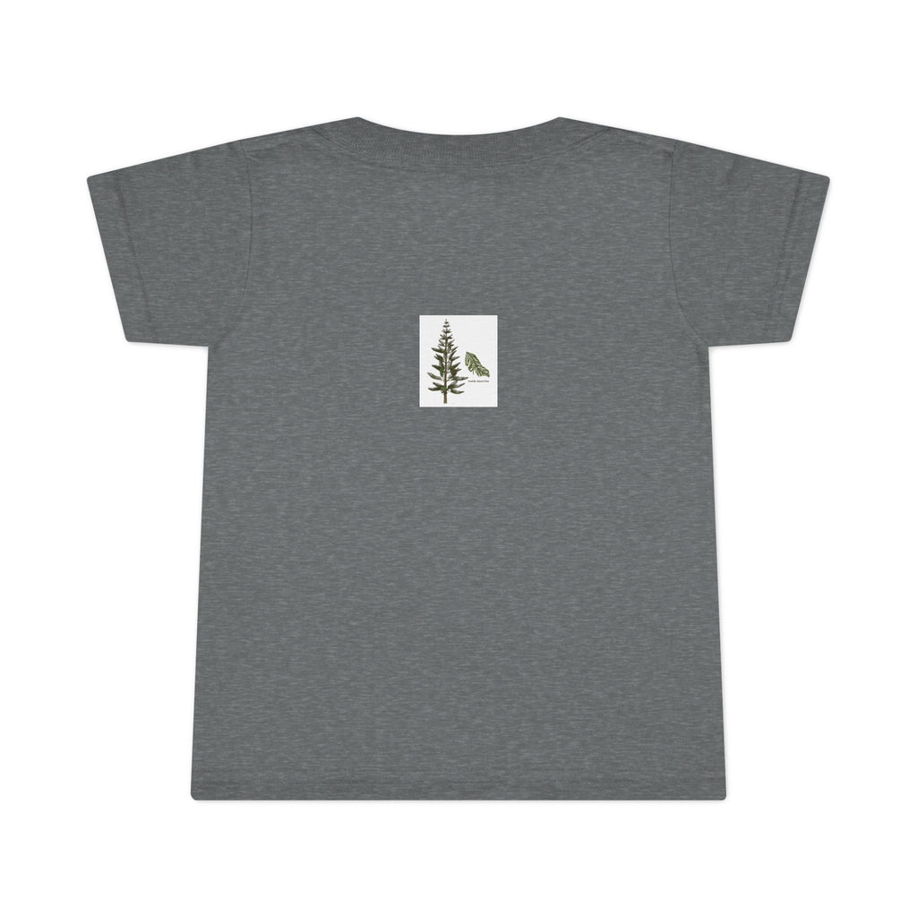 Toddler T-Shirt — Happy Yellow Labrador Puppy with Pastel Mountains