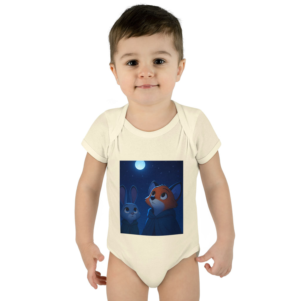 Baby Bodysuit — Moonlit Fox & Bunny Cute Nursery Graphic