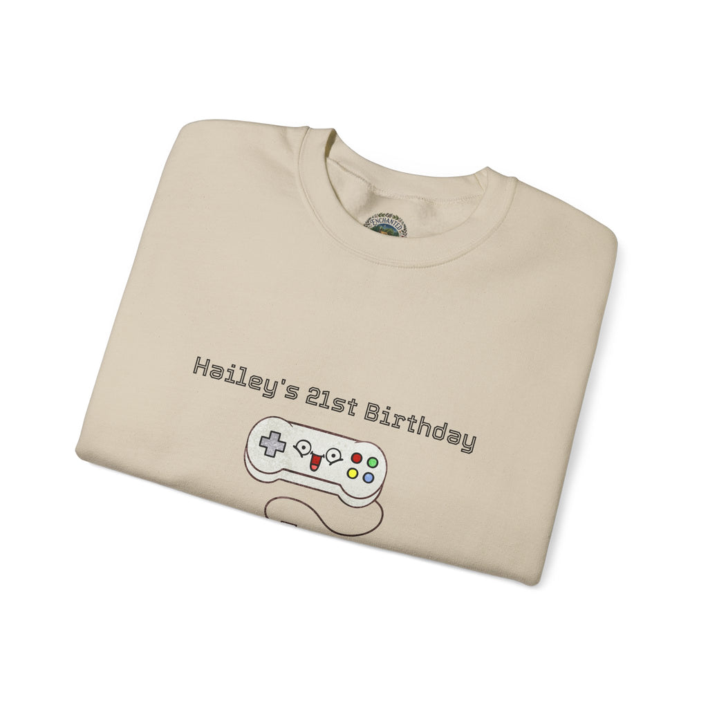 Leveled Up Gamer Crewneck Sweatshirt — Personalized "Leveled UP" Birthday Design
