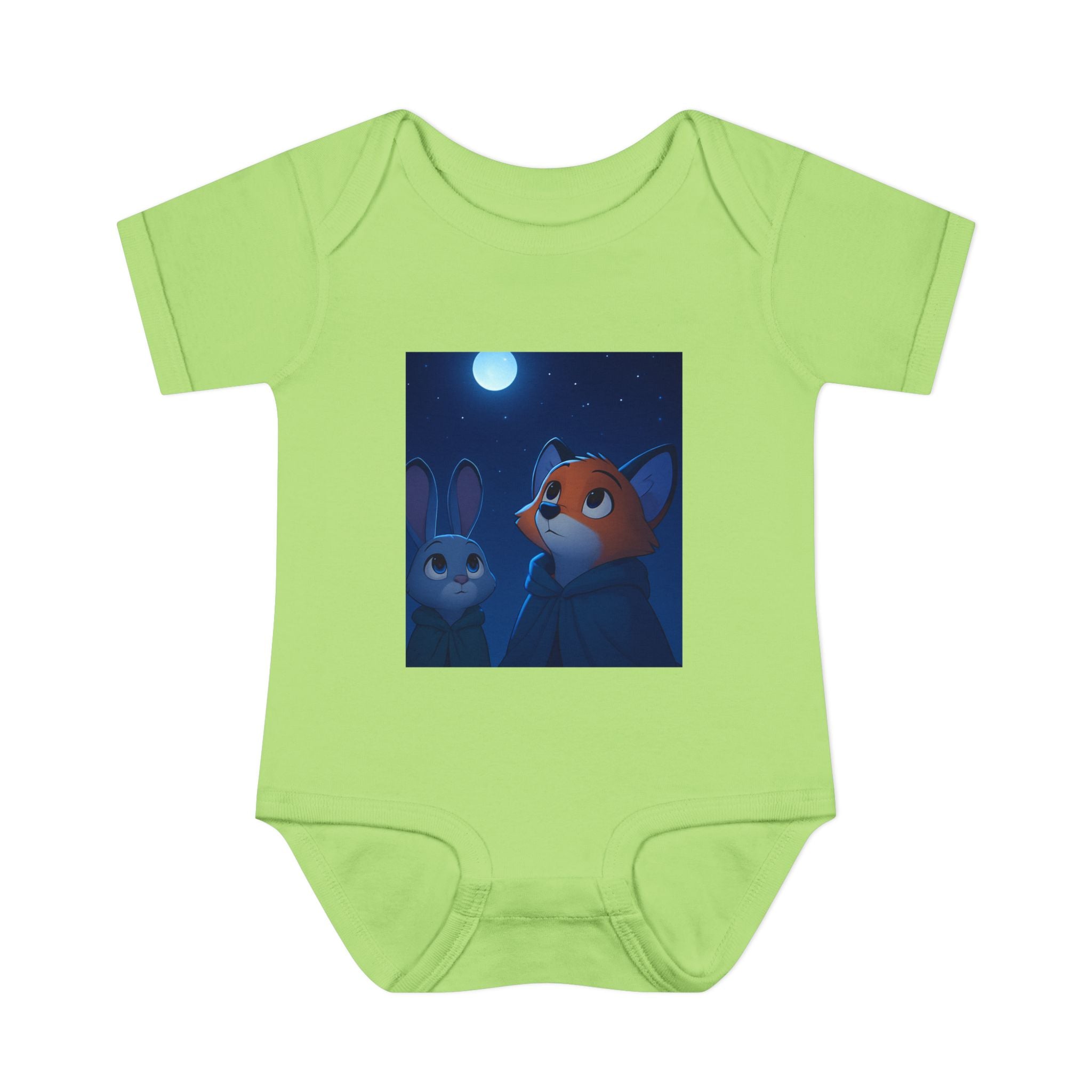 Baby Bodysuit — Moonlit Fox & Bunny Cute Nursery Graphic