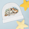 Baby Beanie — Cute Sleeping Puppy & Cat Print Newborn Hat