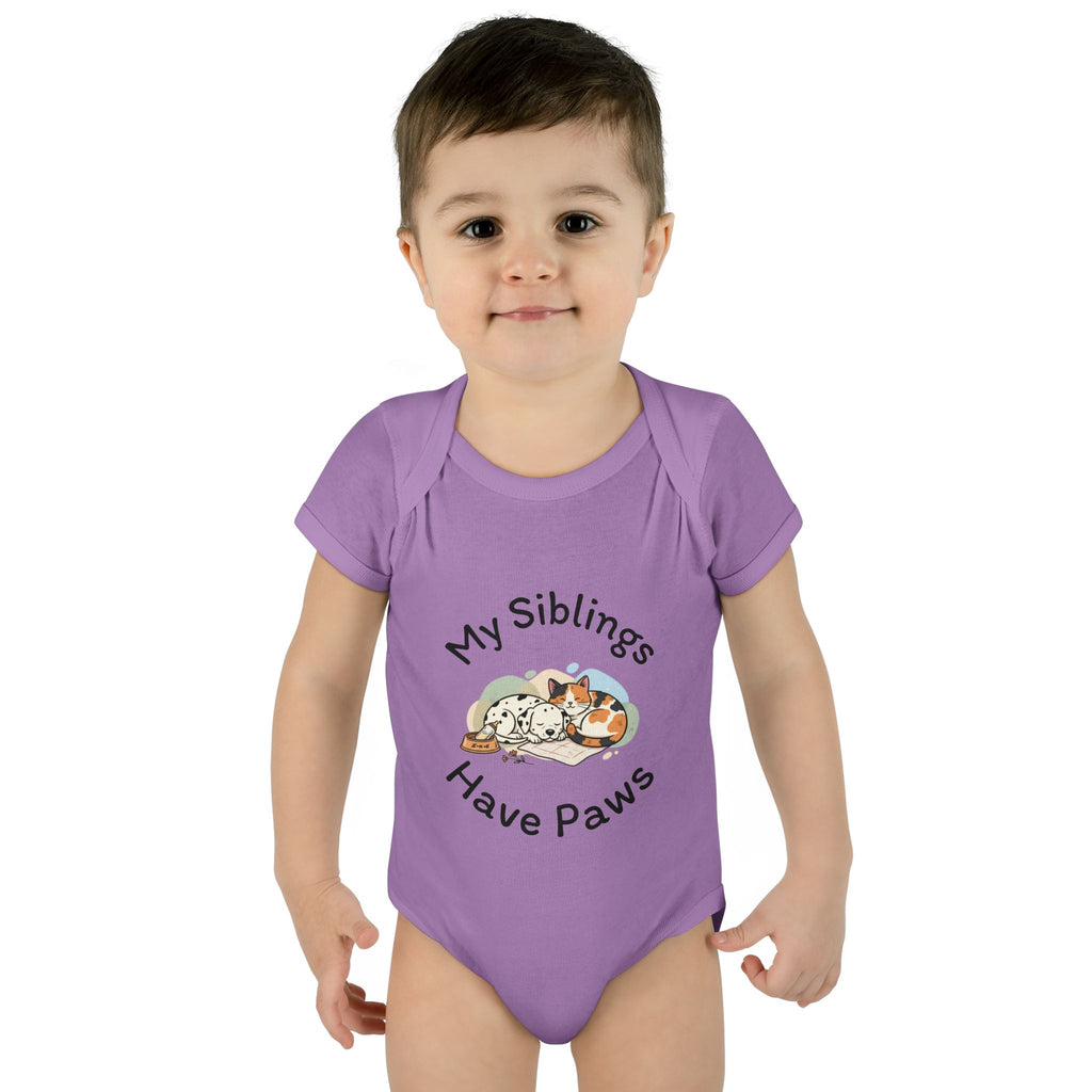 Infant Bodysuit – "My Siblings Have Paws" Cute Cat & Dog Baby Onesie