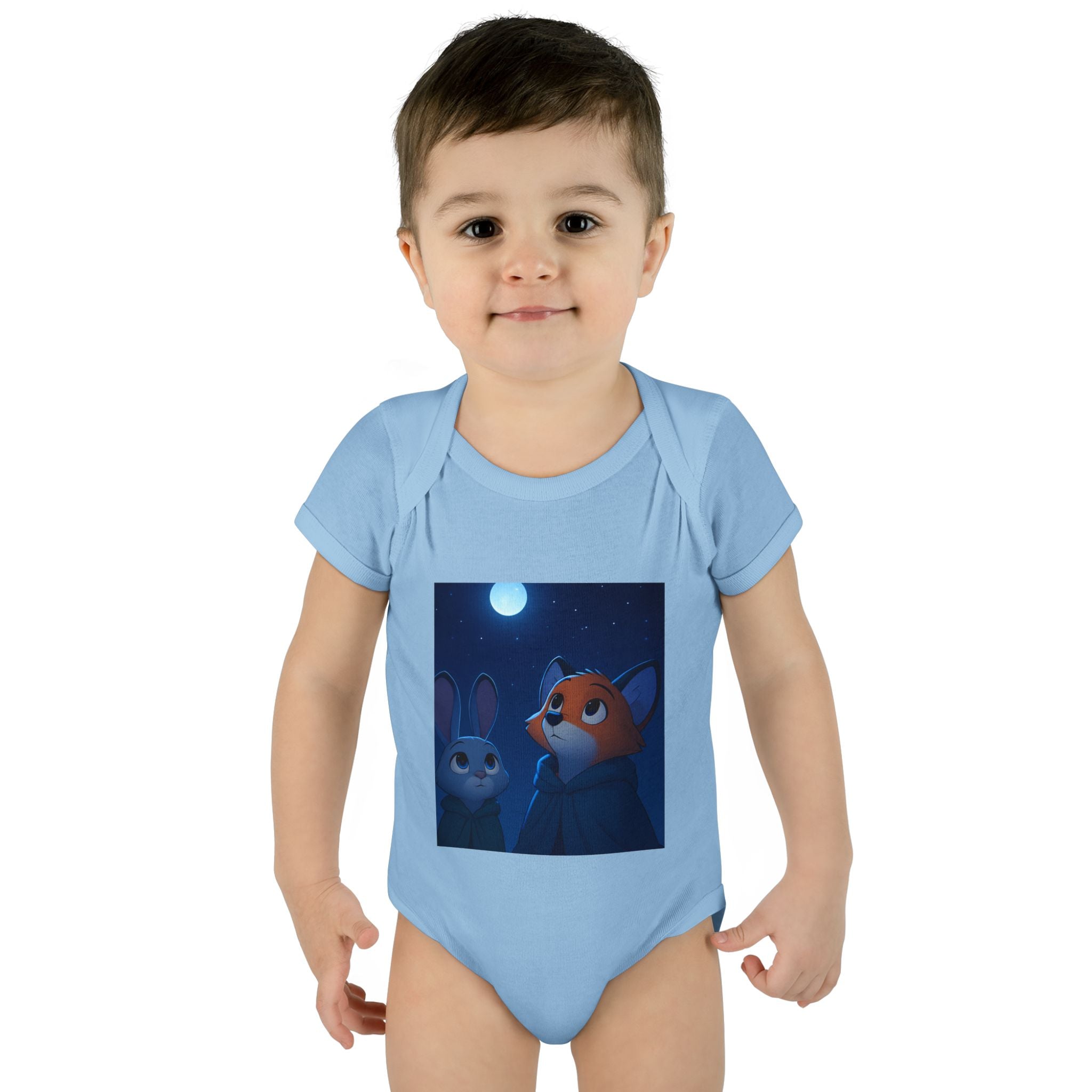 Baby Bodysuit — Moonlit Fox & Bunny Cute Nursery Graphic
